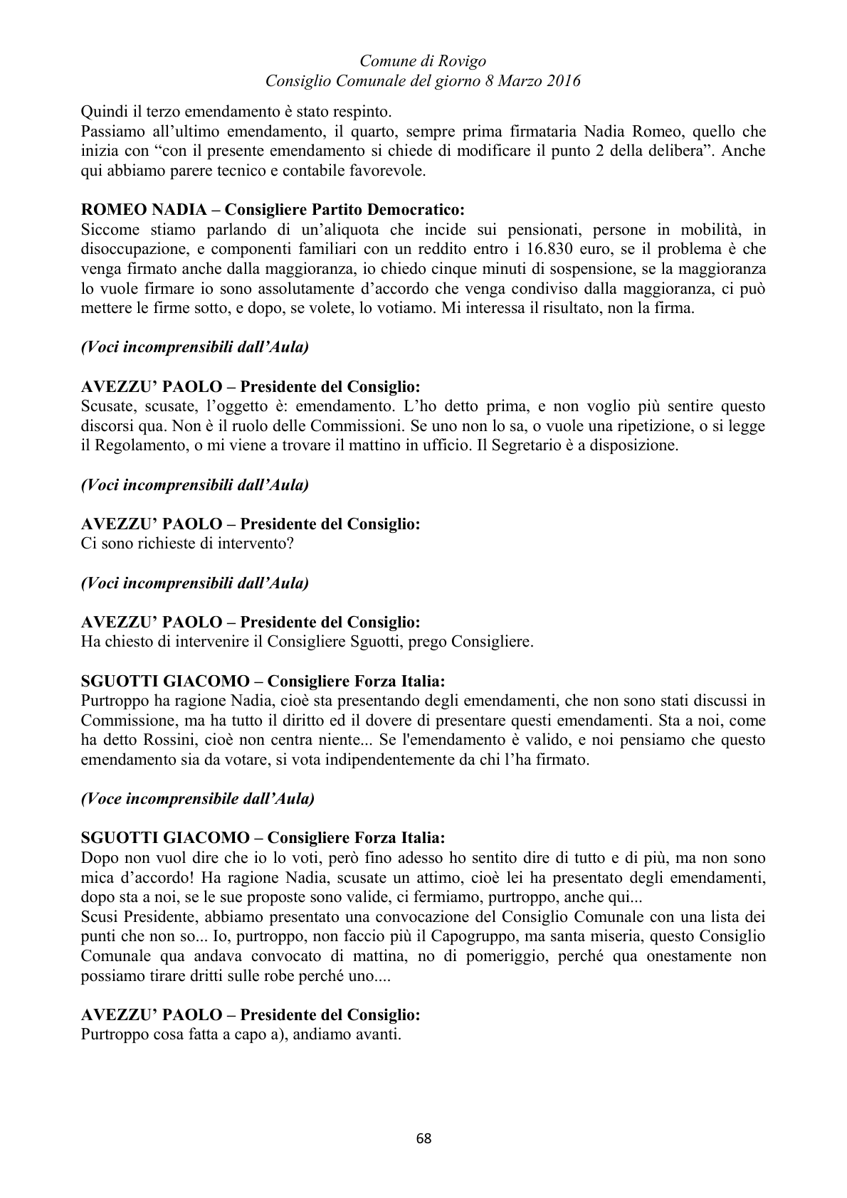Pagina 68 del verbale