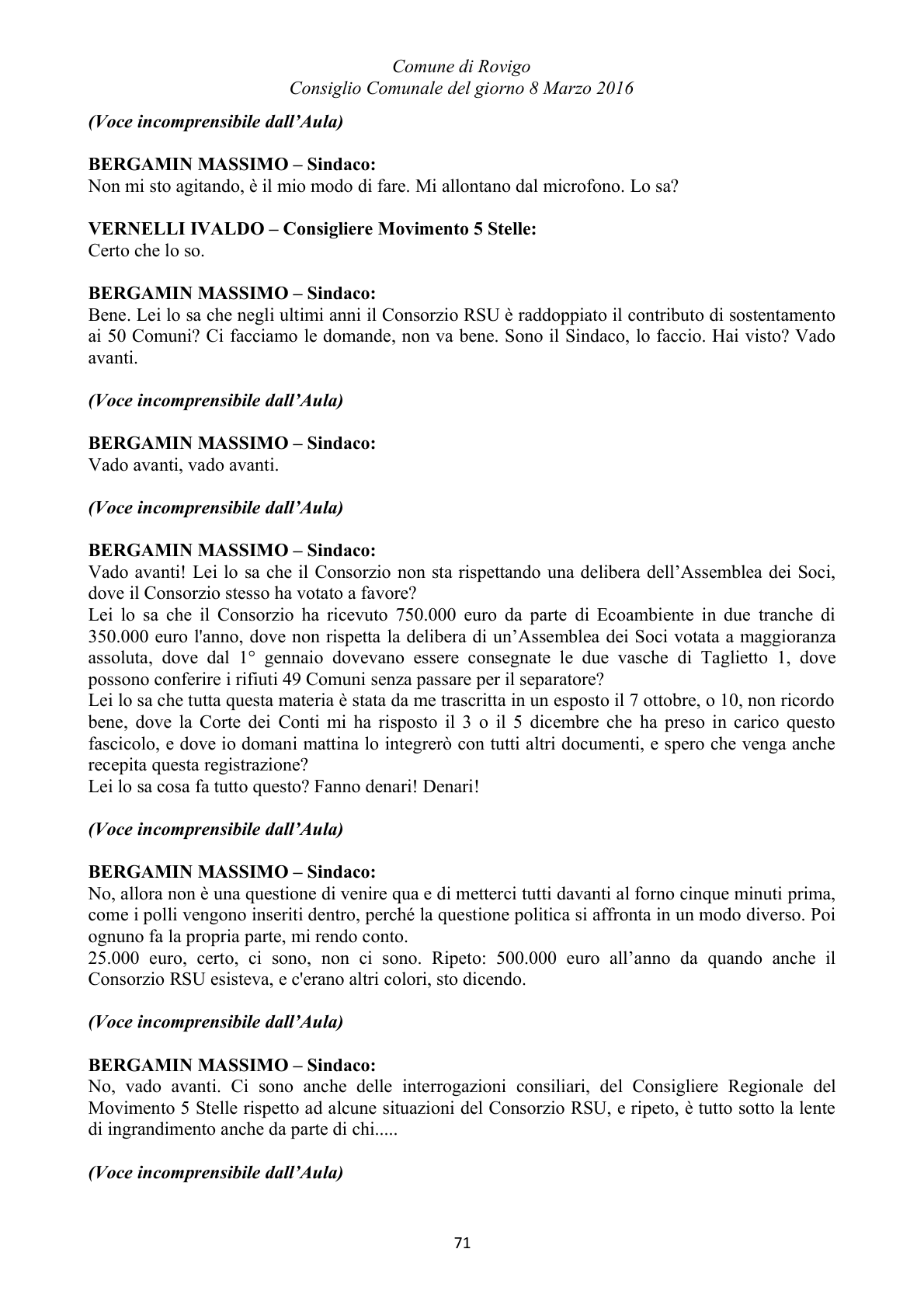 Pagina 71 del verbale