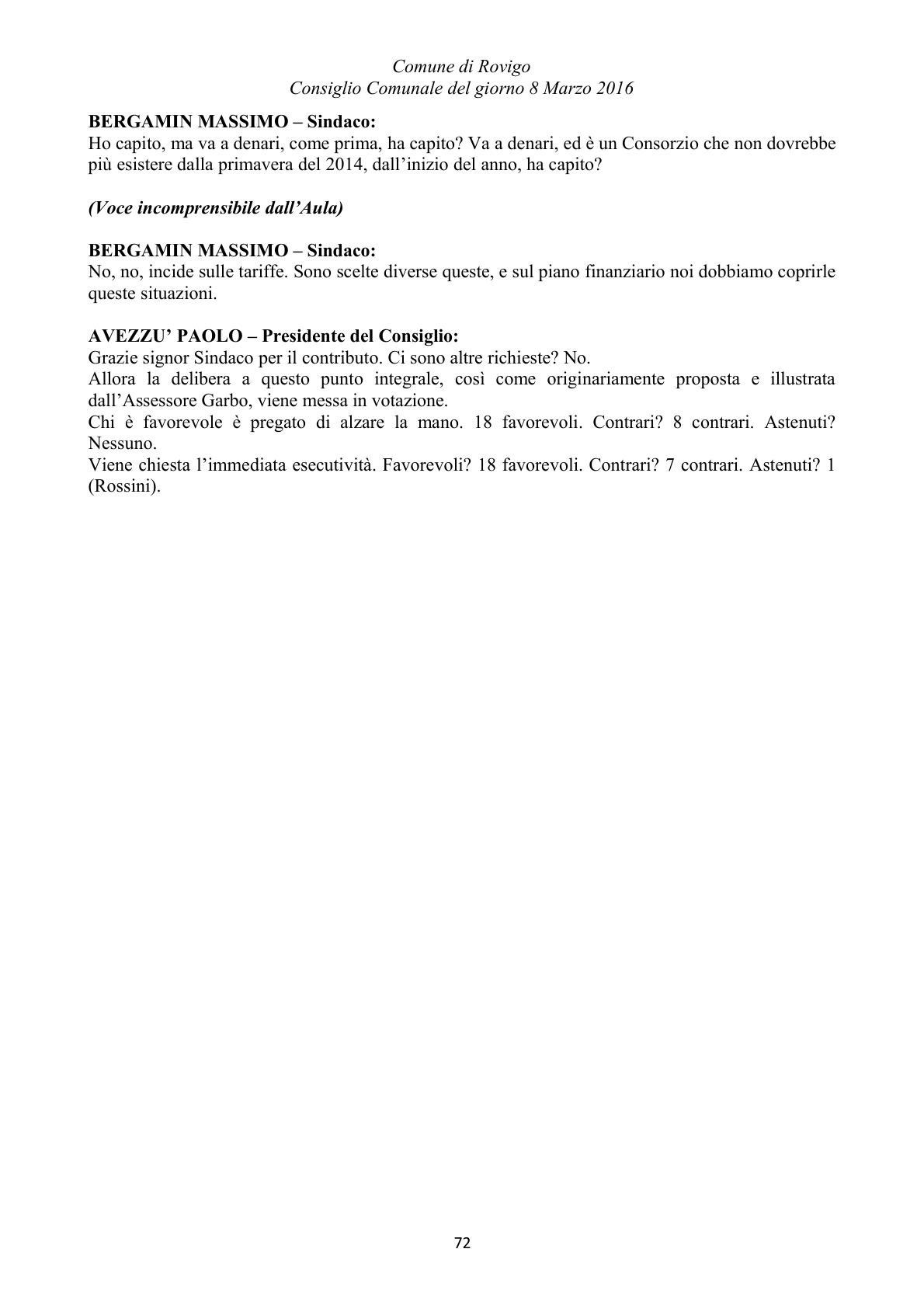 Pagina 72 del verbale