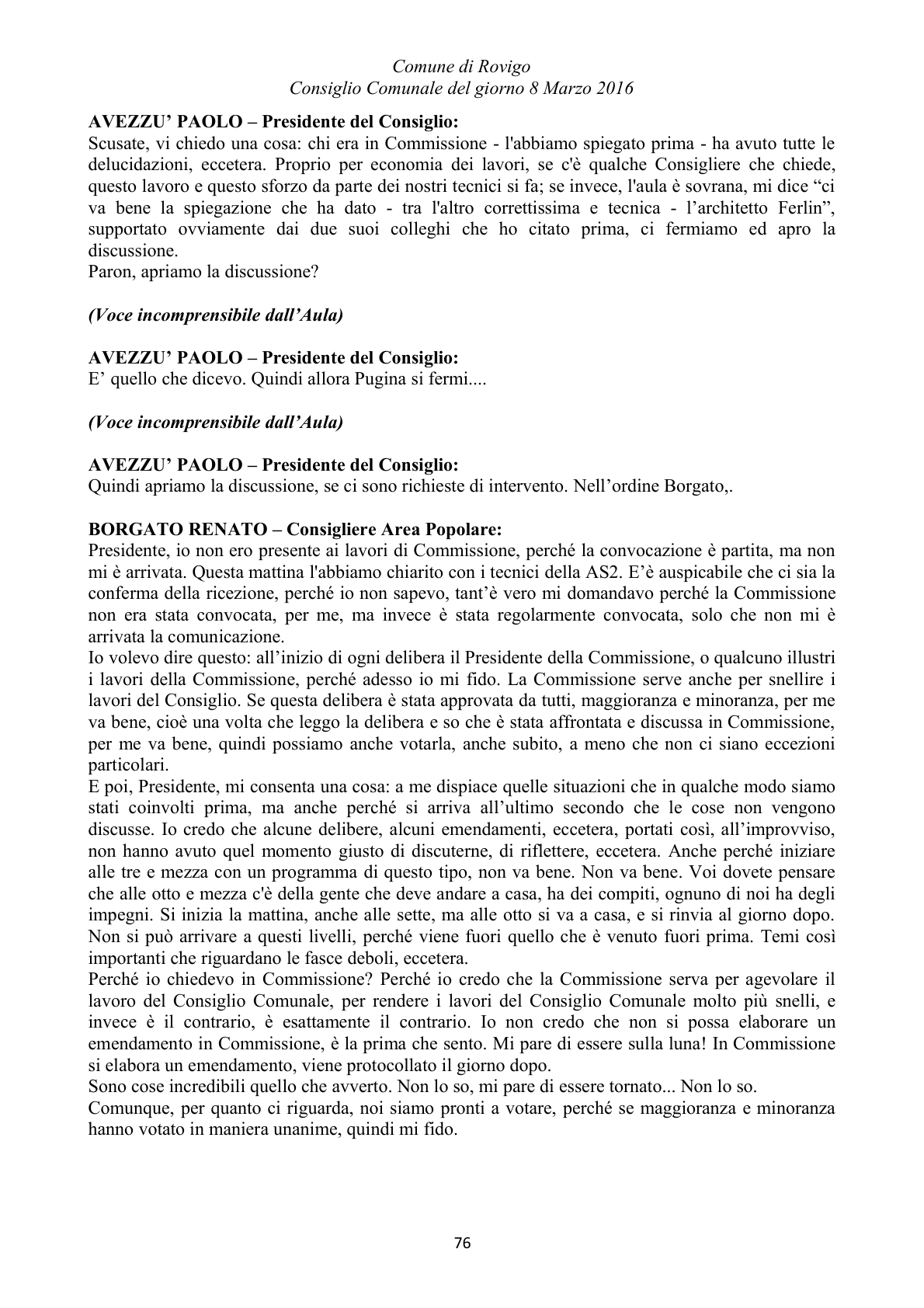 Pagina 76 del verbale