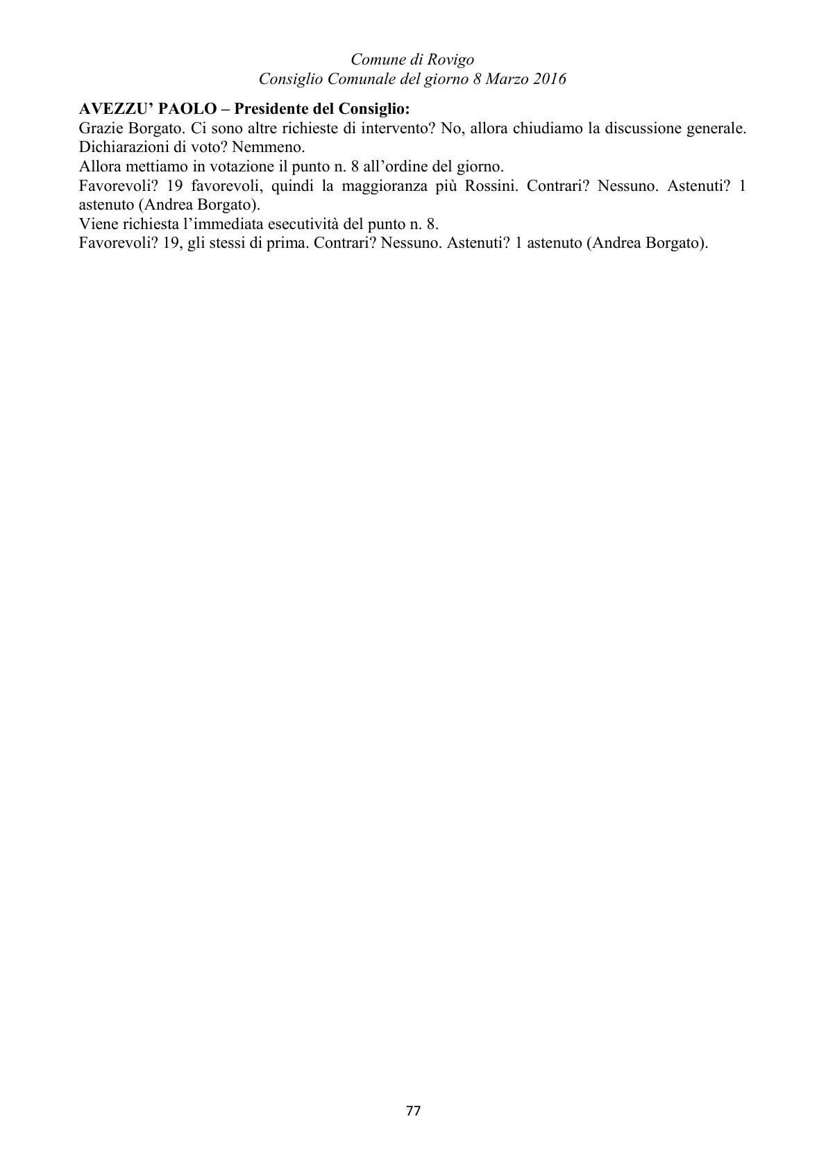 Pagina 77 del verbale