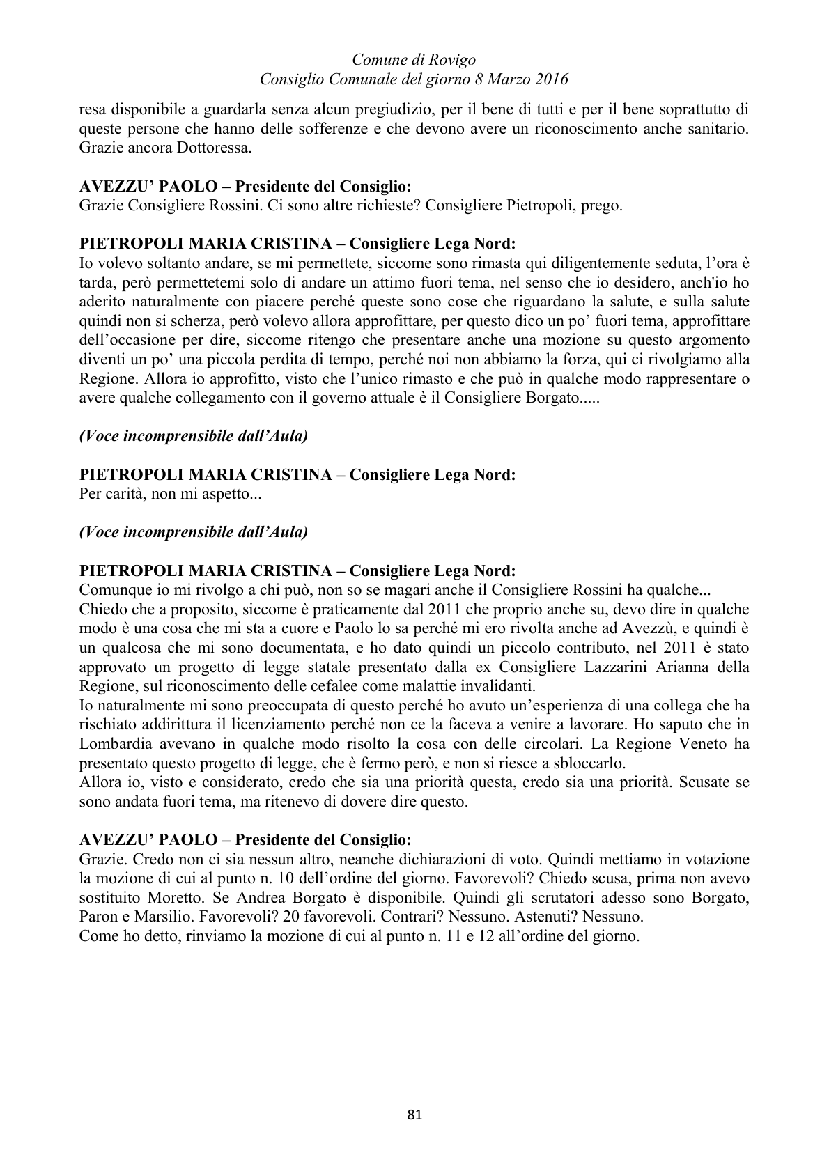 Pagina 81 del verbale
