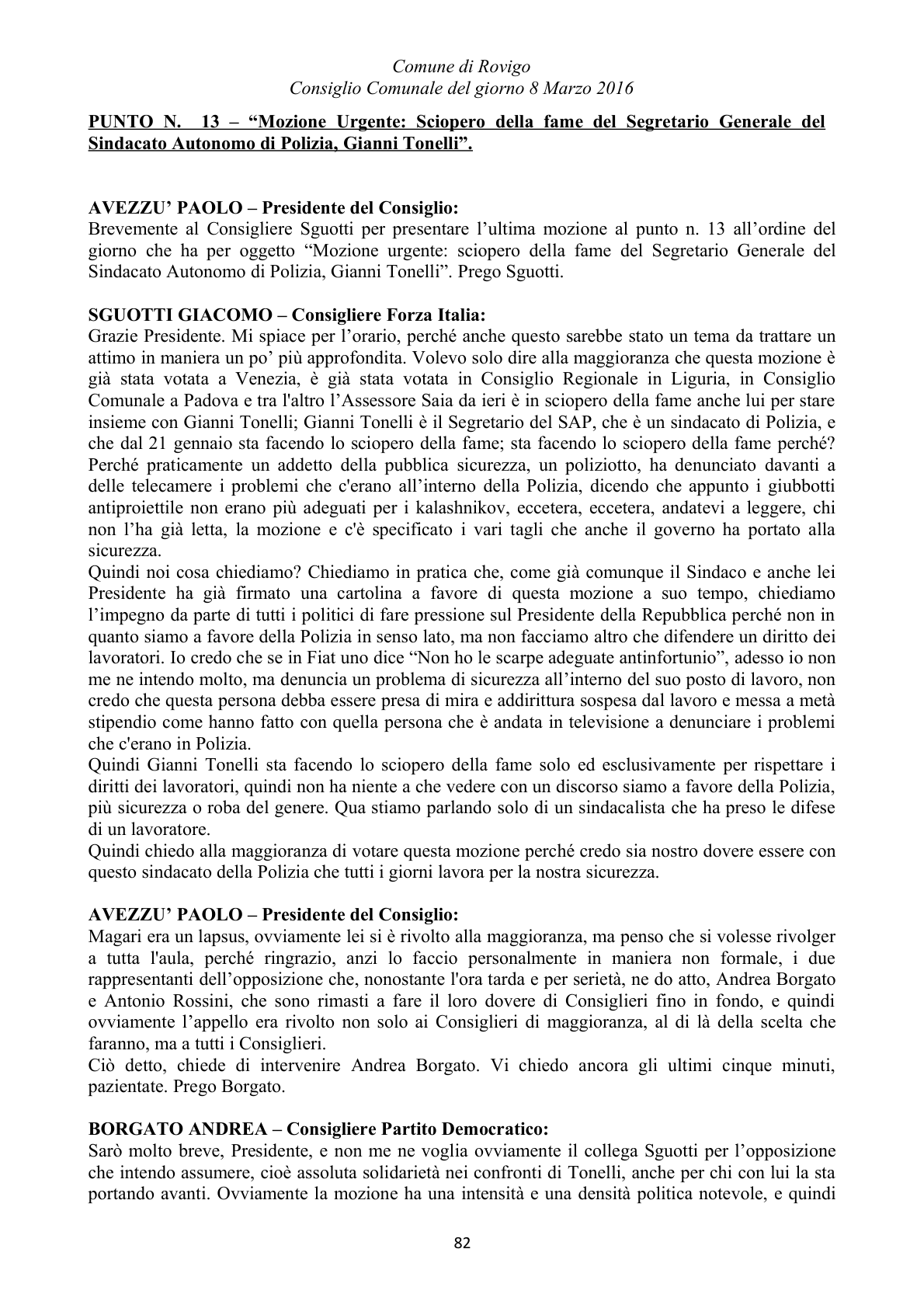 Pagina 82 del verbale
