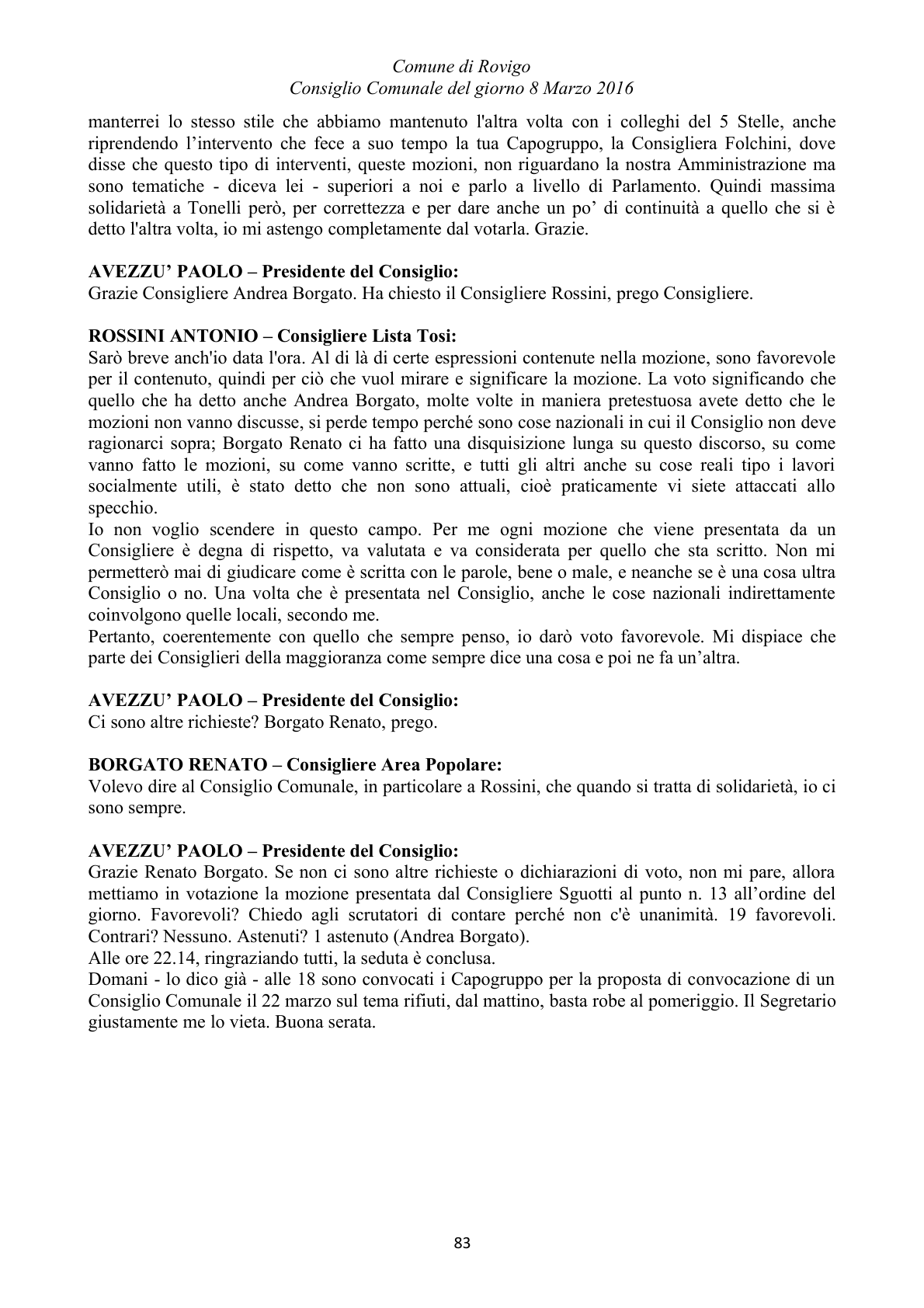Pagina 83 del verbale