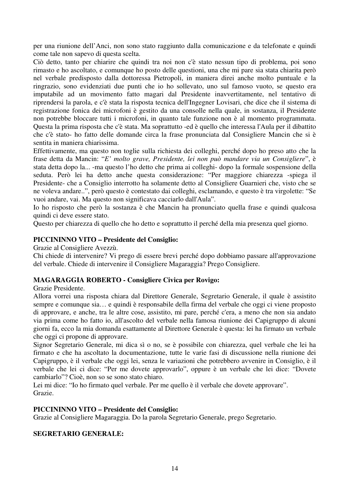 Pagina 14 del verbale