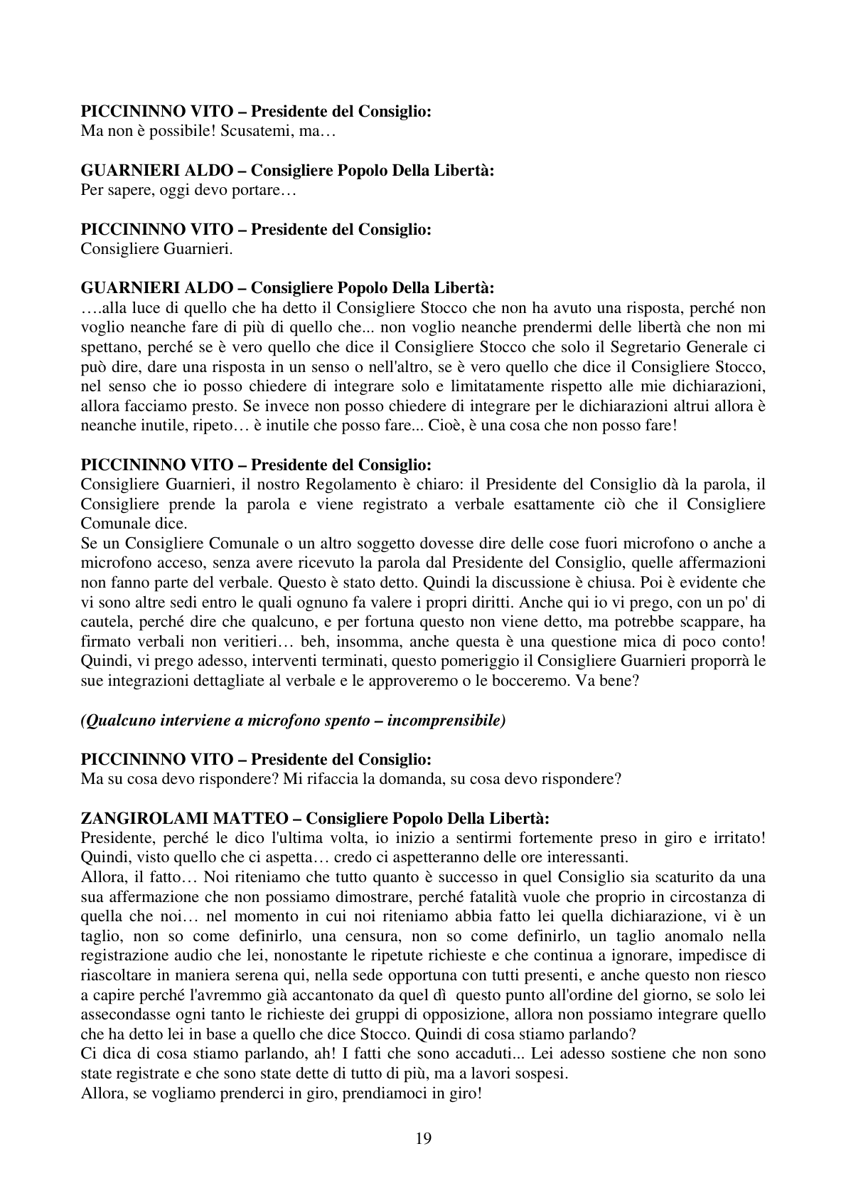 Pagina 19 del verbale