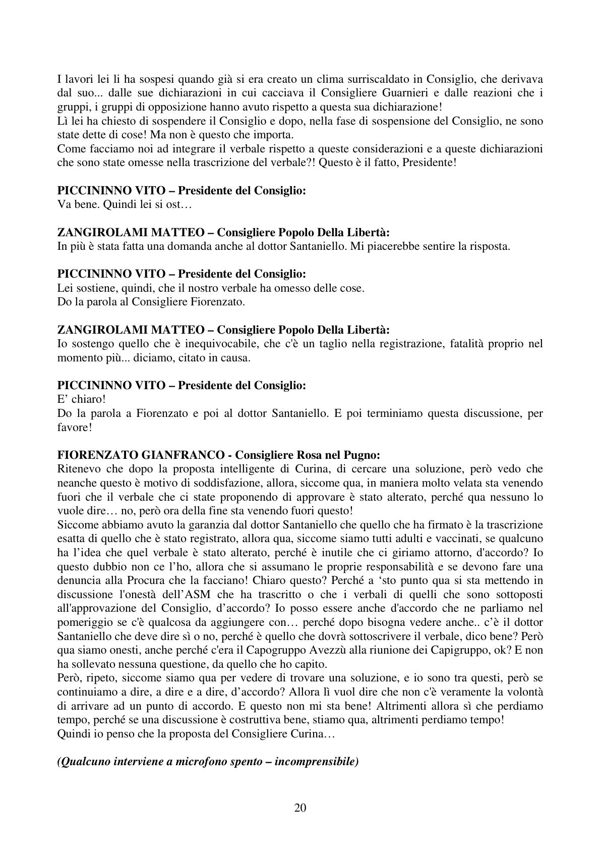 Pagina 20 del verbale