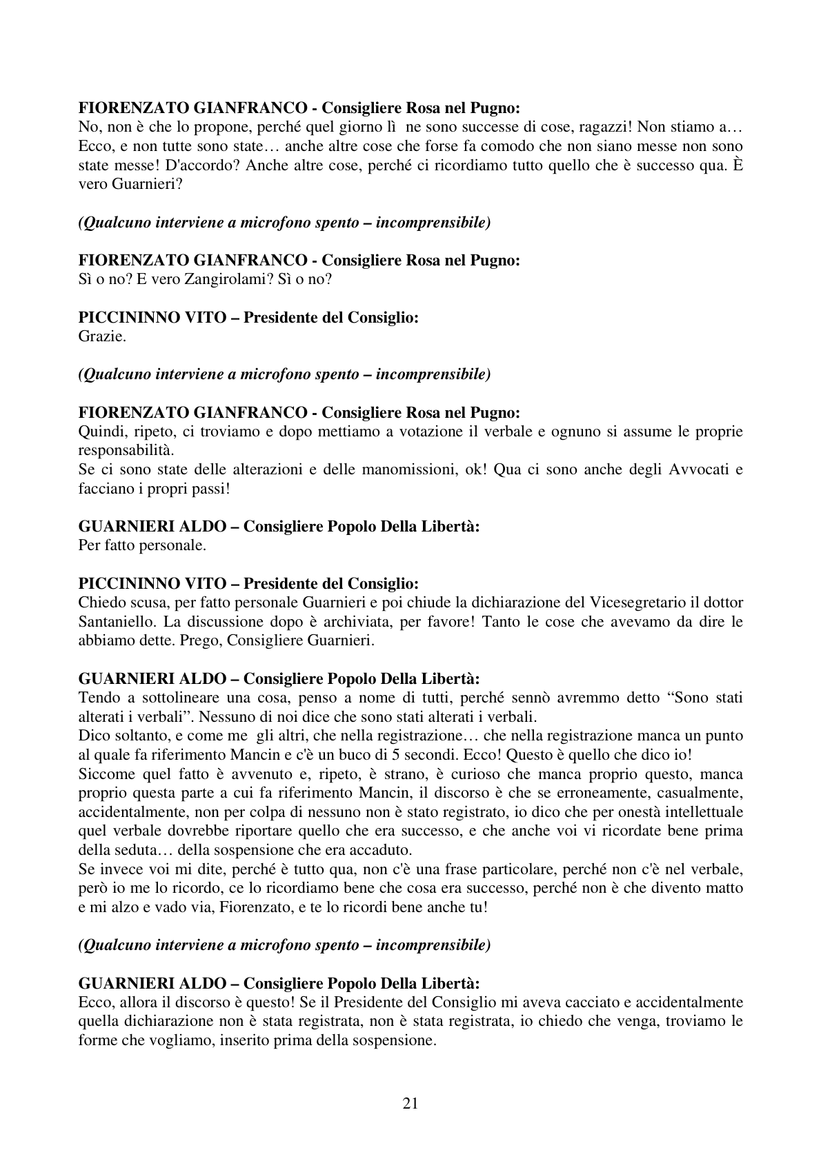 Pagina 21 del verbale