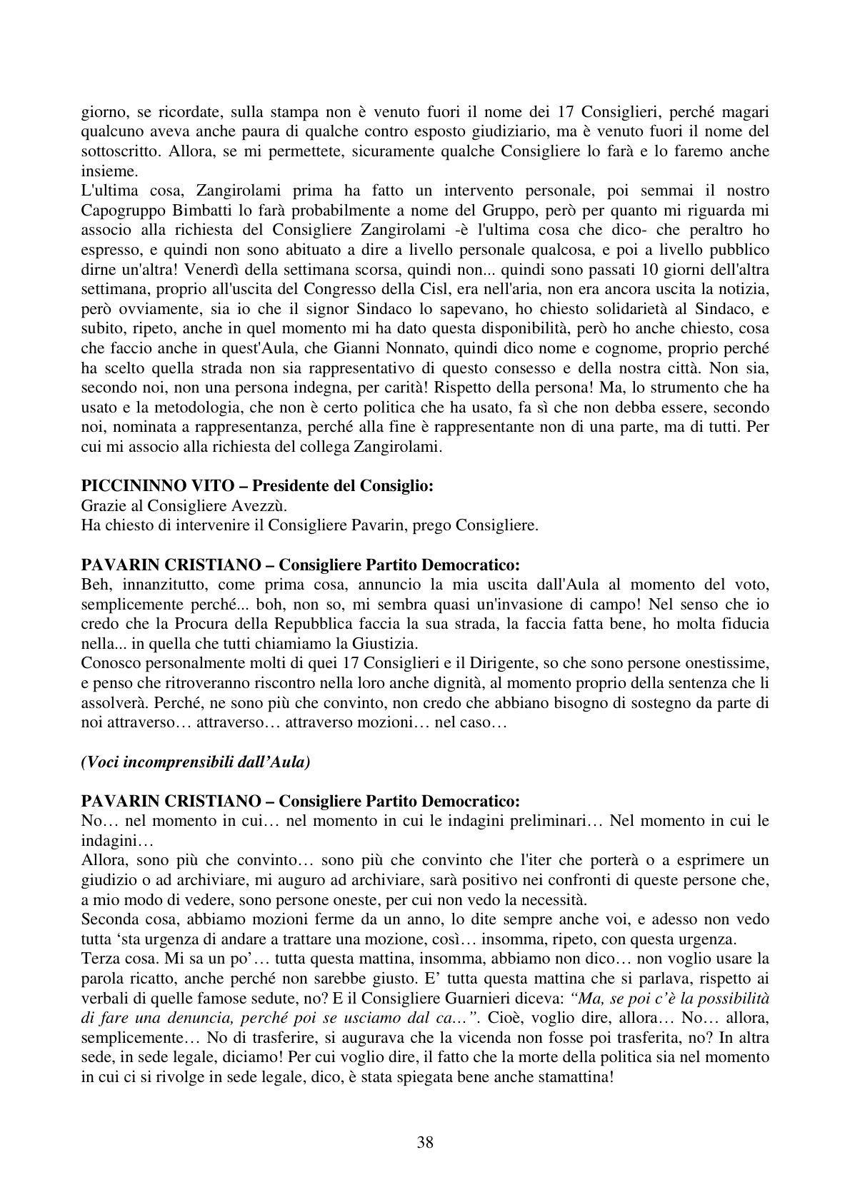 Pagina 38 del verbale