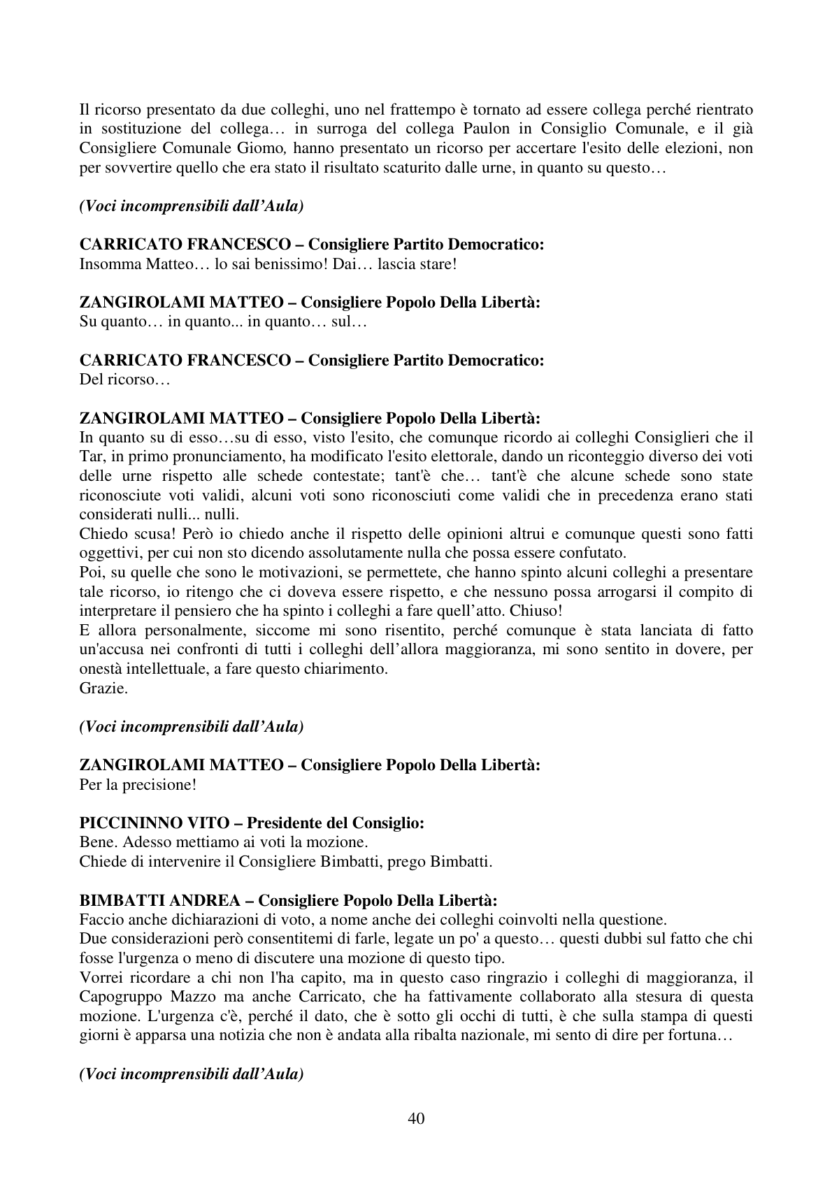 Pagina 40 del verbale