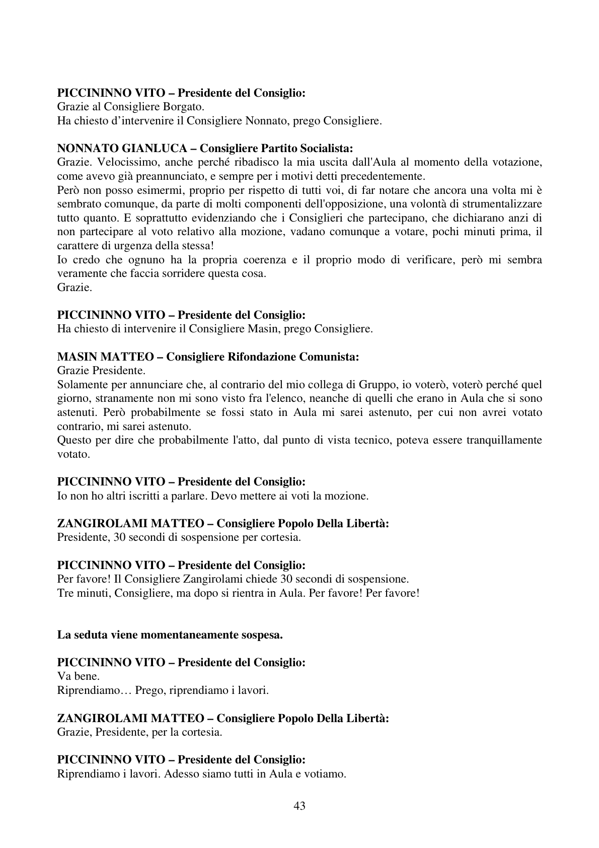 Pagina 43 del verbale