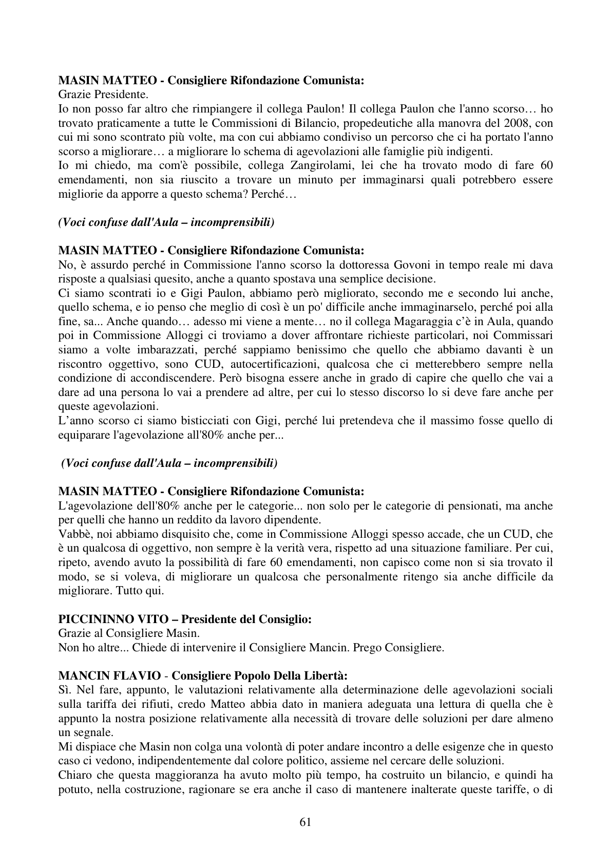 Pagina 61 del verbale