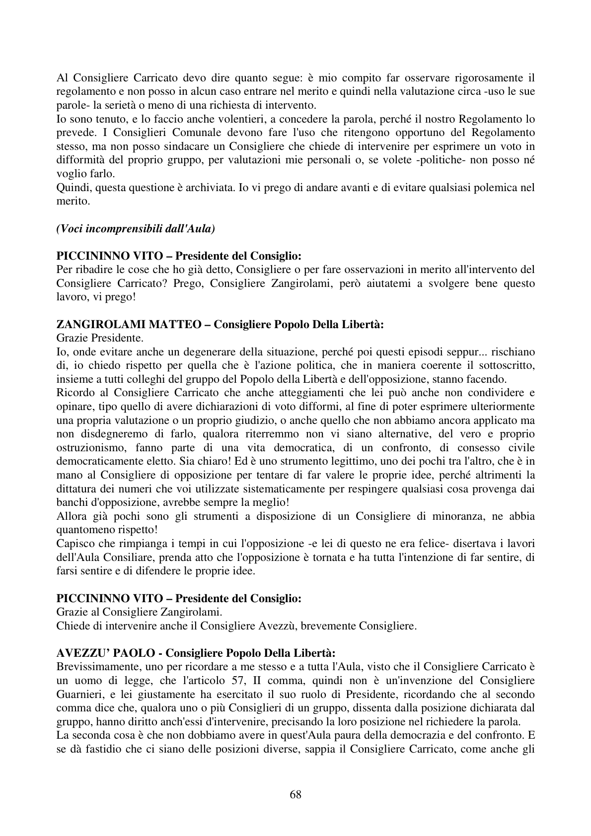 Pagina 68 del verbale