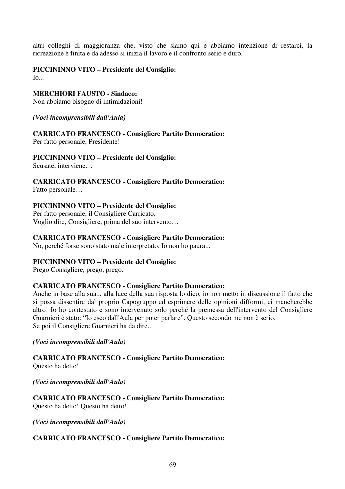 Pagina 69 del verbale