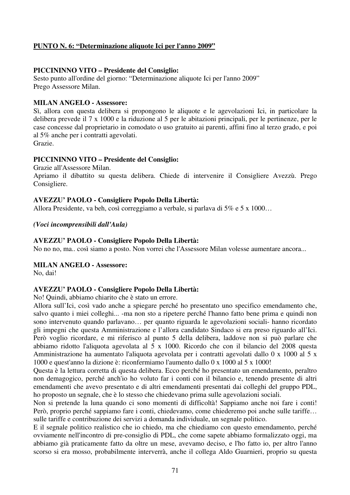 Pagina 71 del verbale