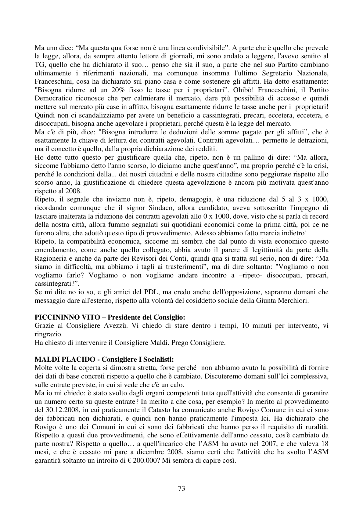 Pagina 73 del verbale