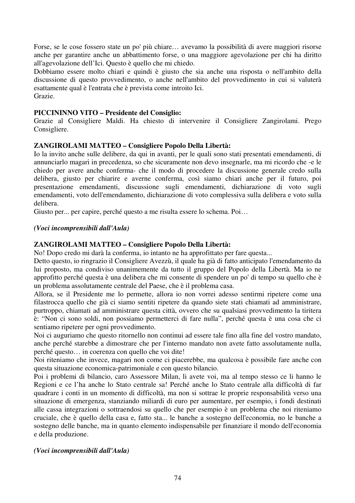 Pagina 74 del verbale