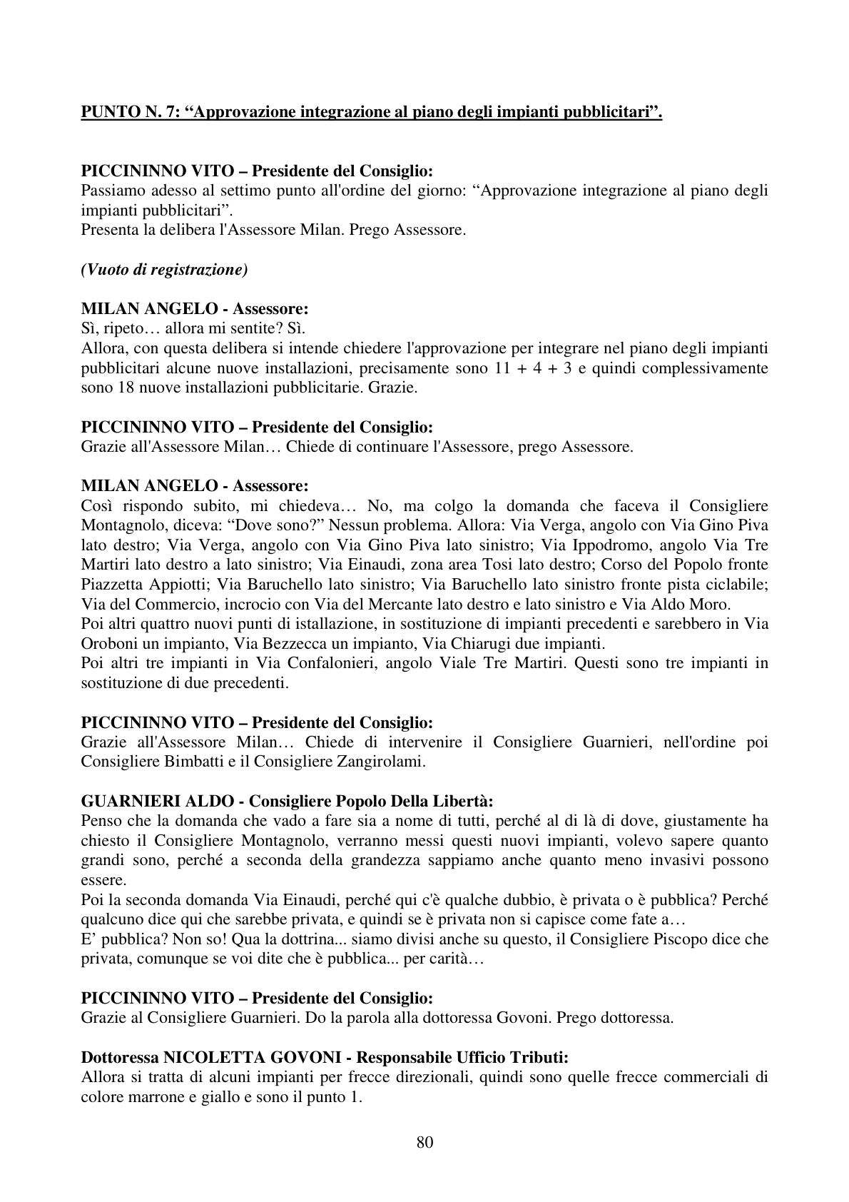 Pagina 80 del verbale