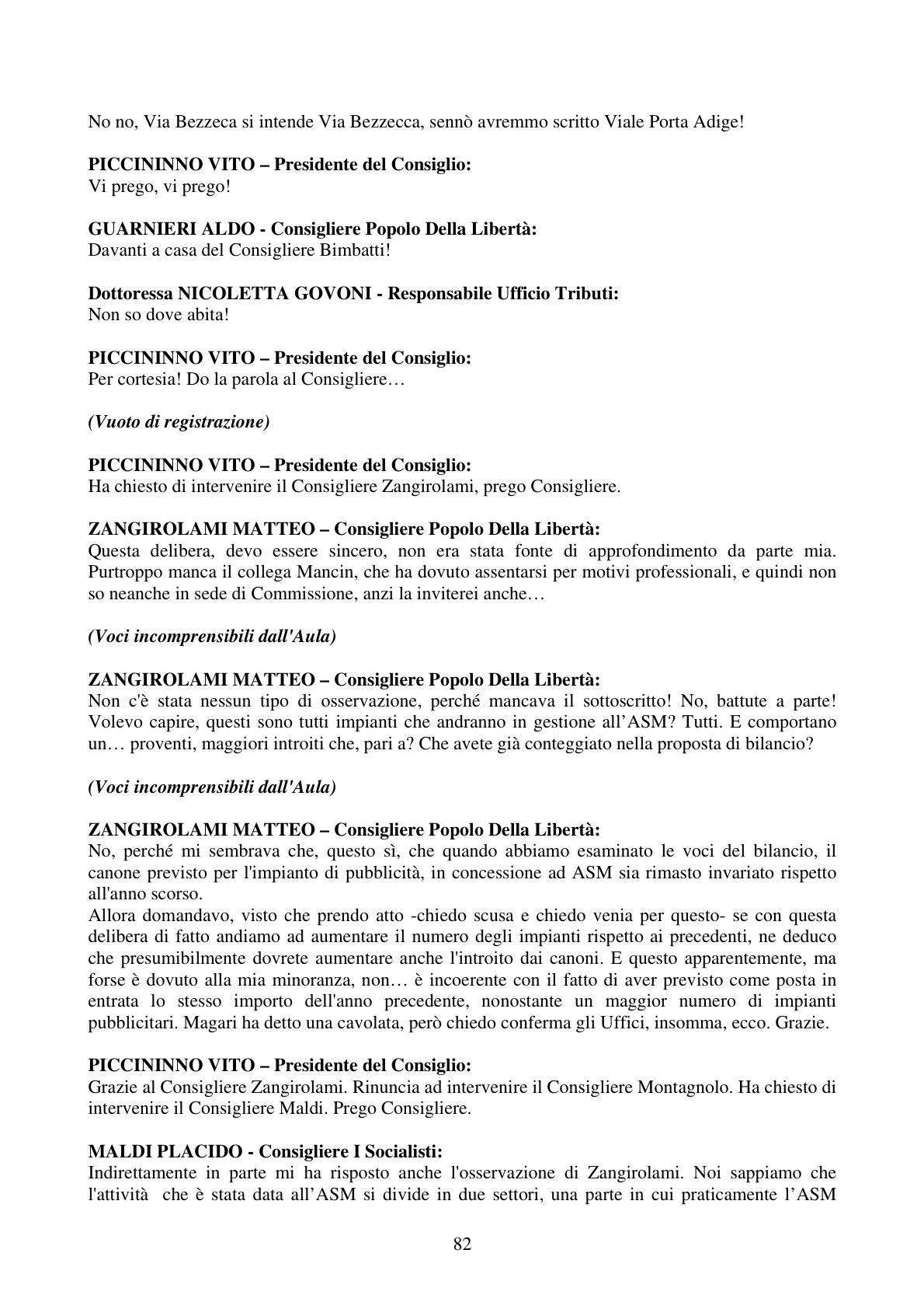 Pagina 82 del verbale