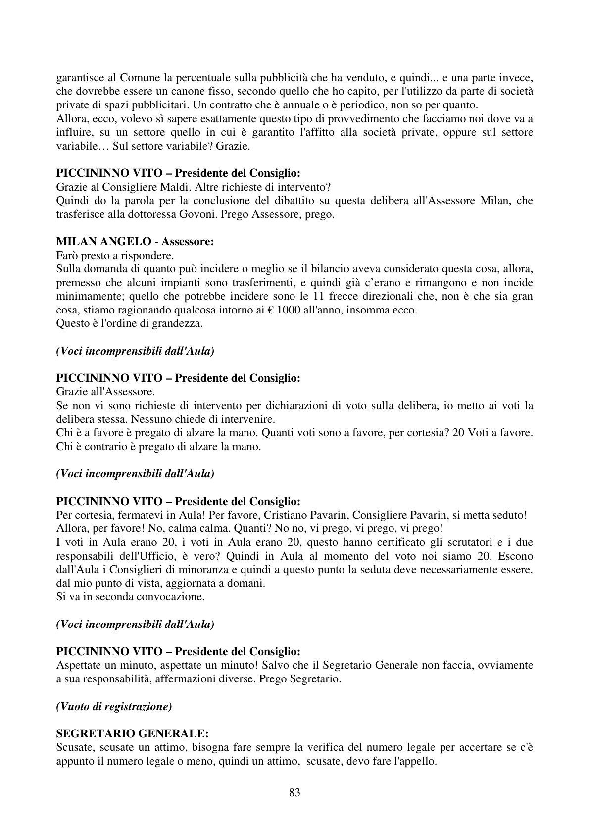Pagina 83 del verbale