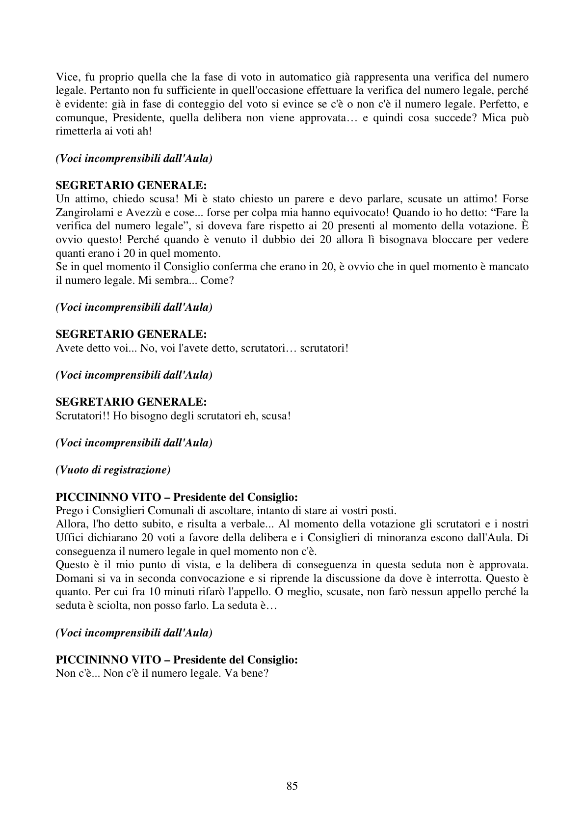 Pagina 85 del verbale
