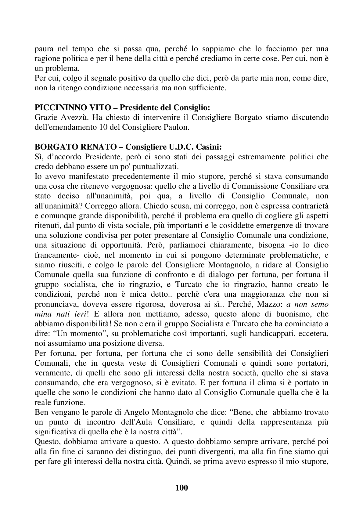 Pagina 100 del verbale