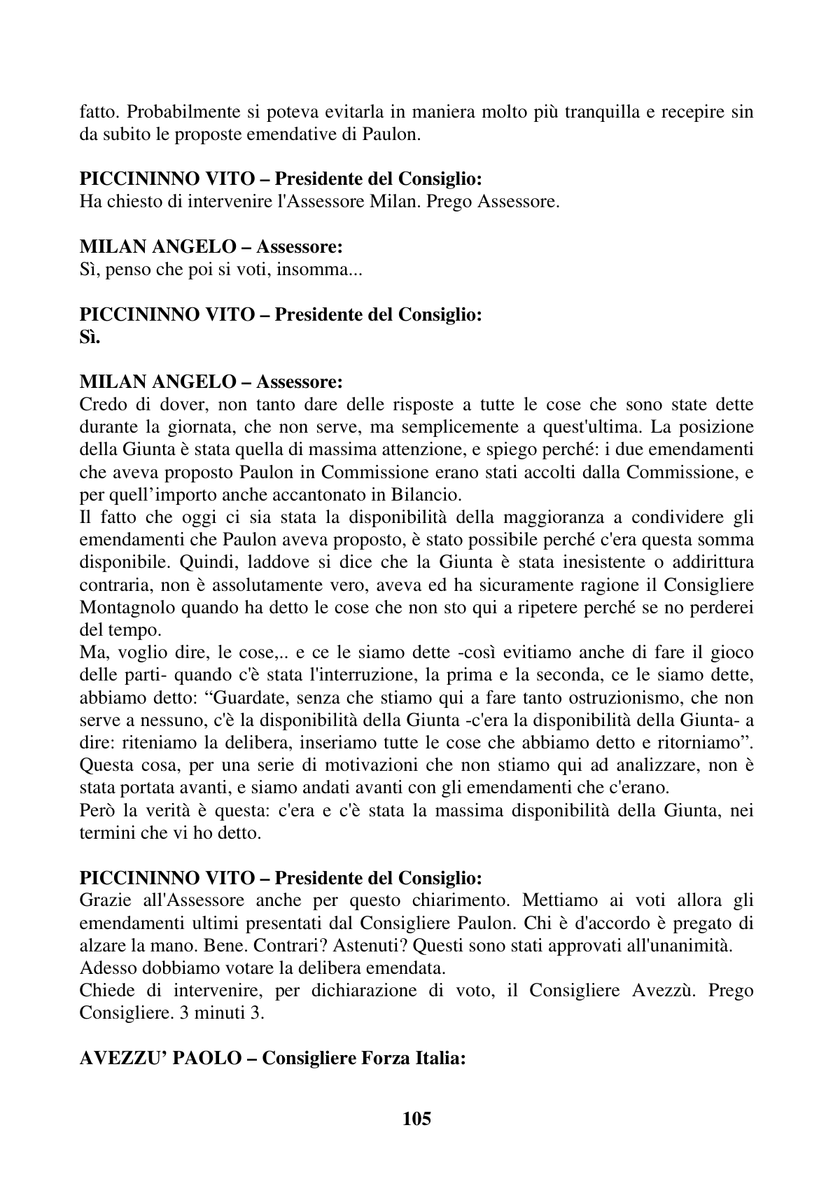 Pagina 105 del verbale