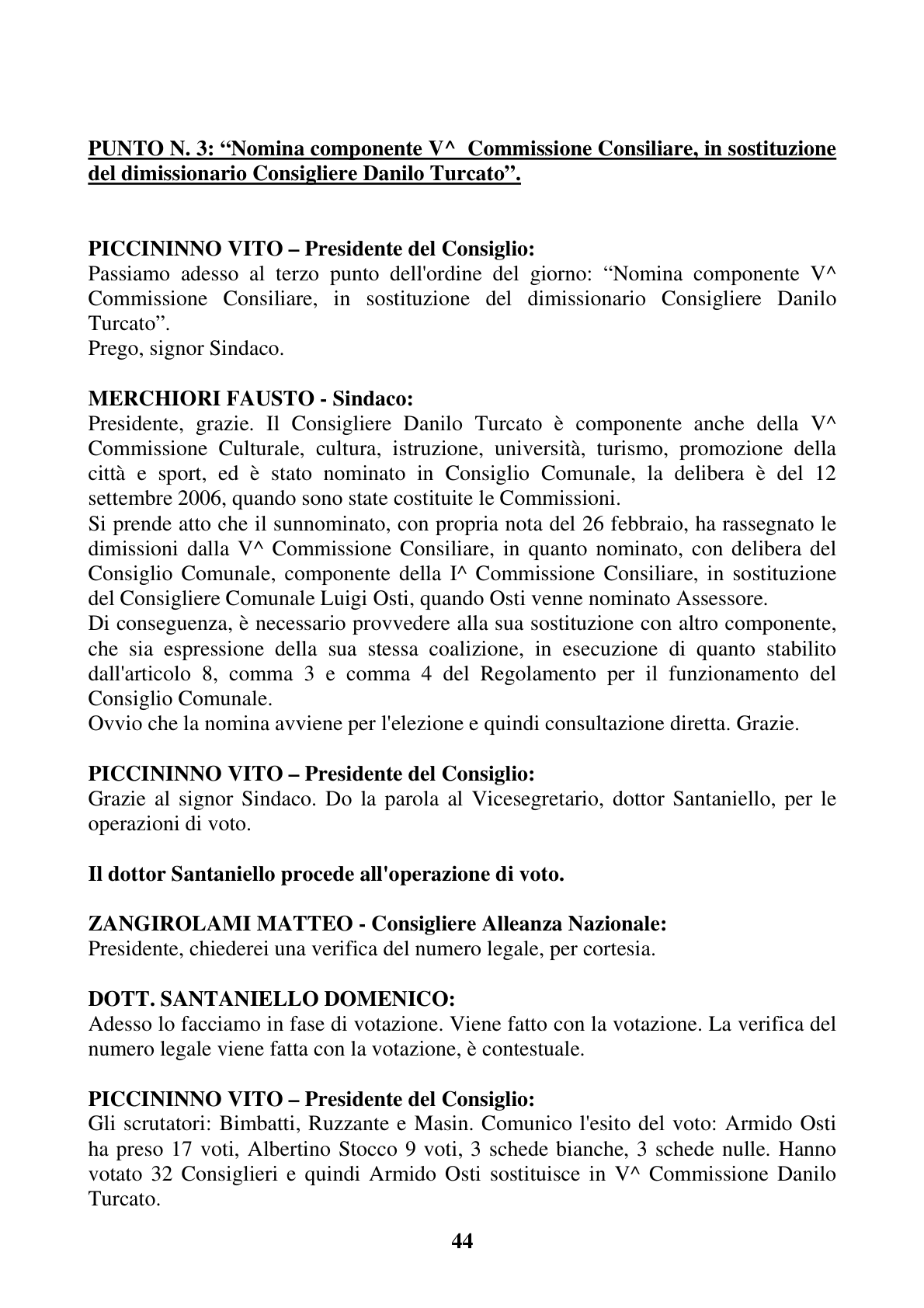 Pagina 44 del verbale