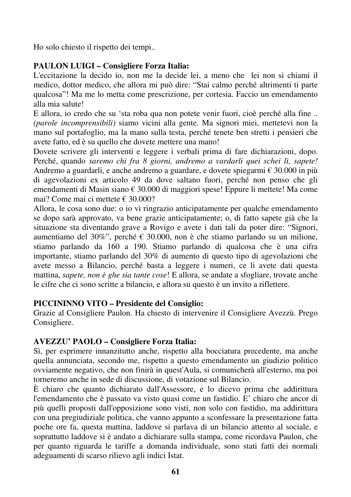 Pagina 61 del verbale