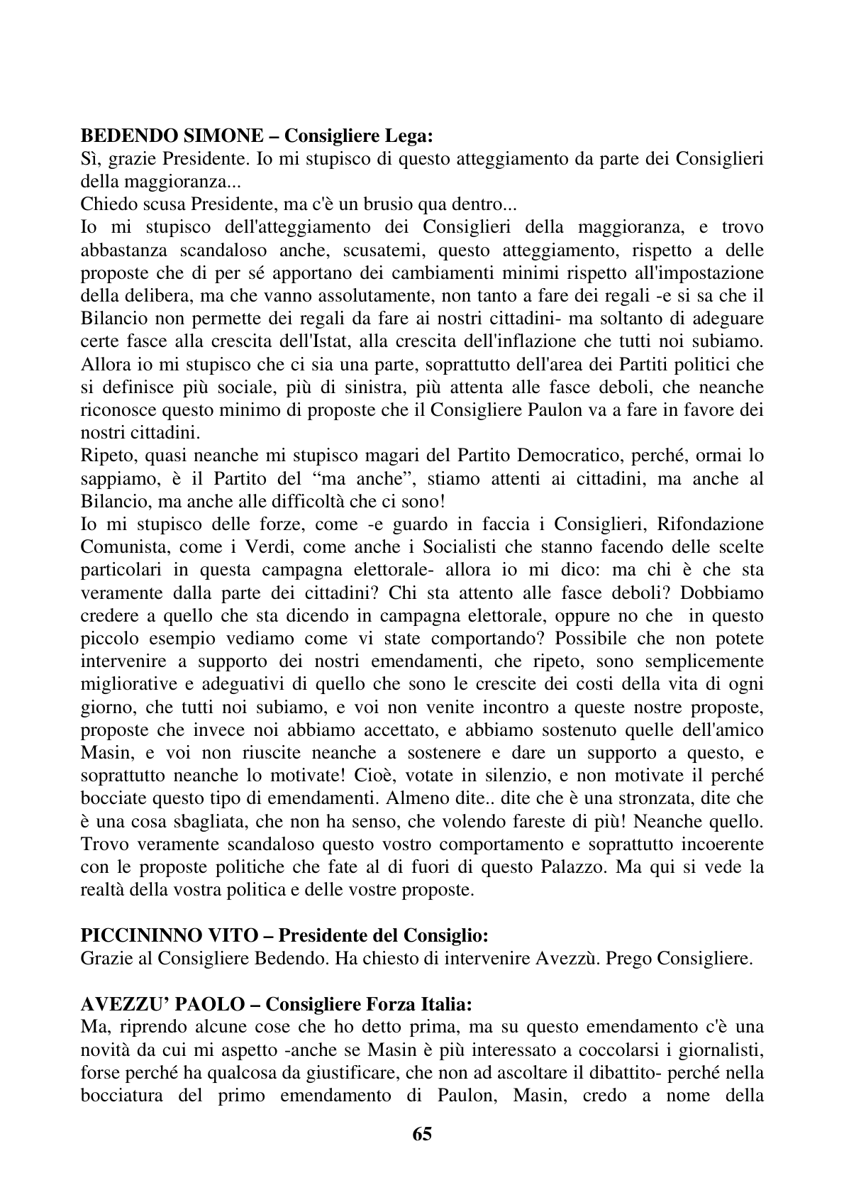 Pagina 65 del verbale