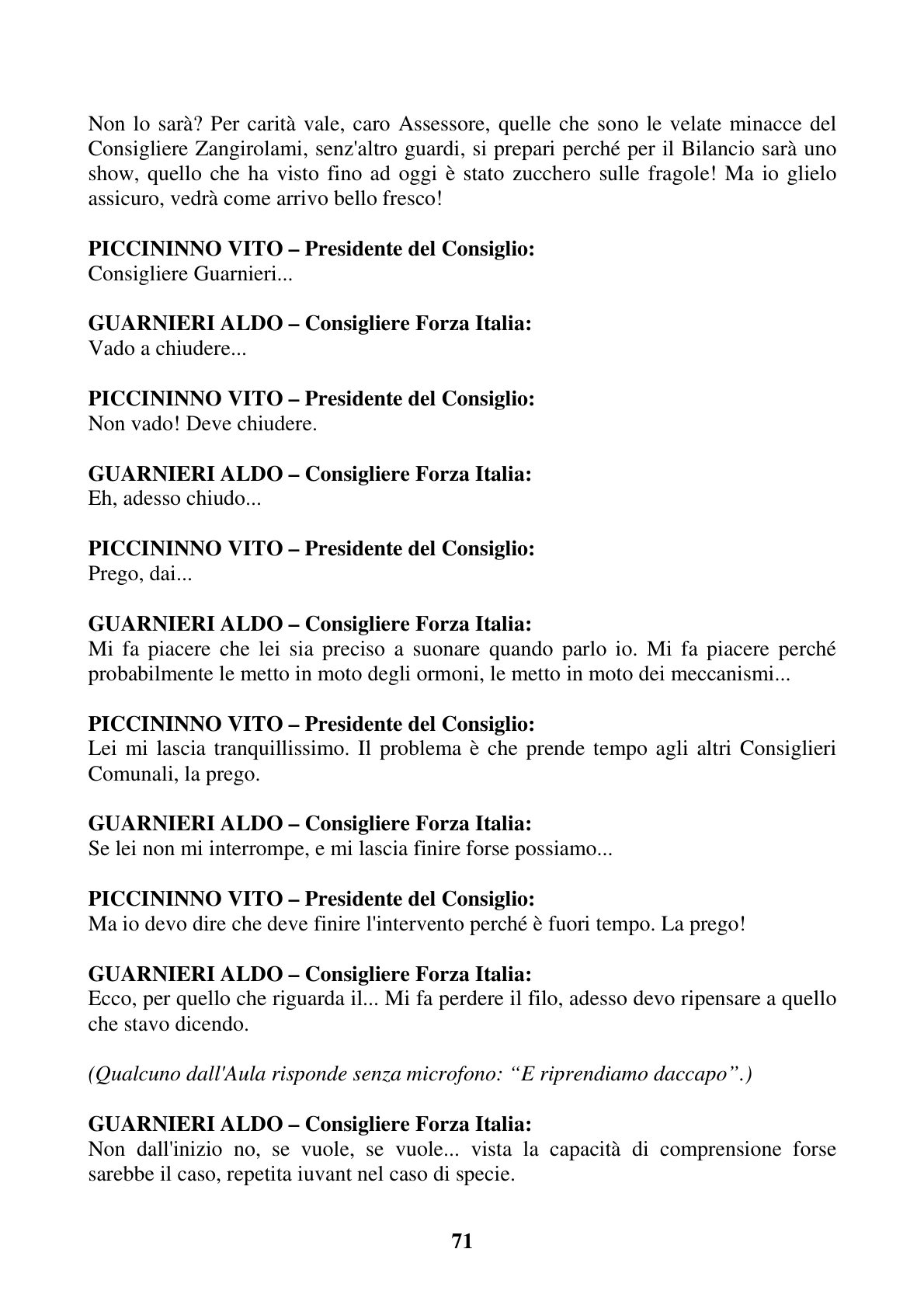 Pagina 71 del verbale