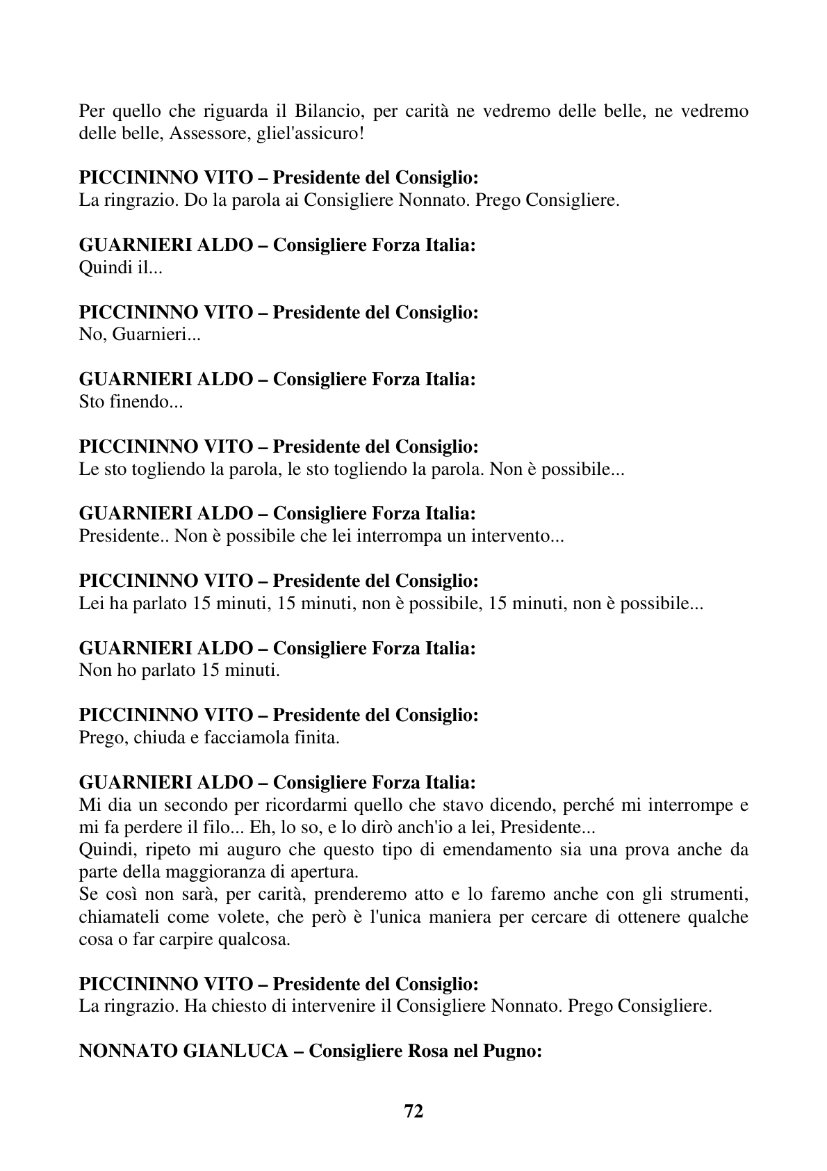 Pagina 72 del verbale
