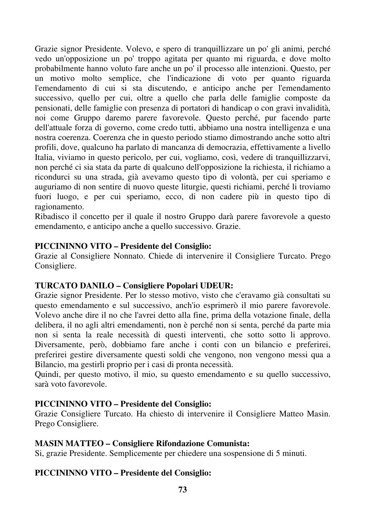 Pagina 73 del verbale