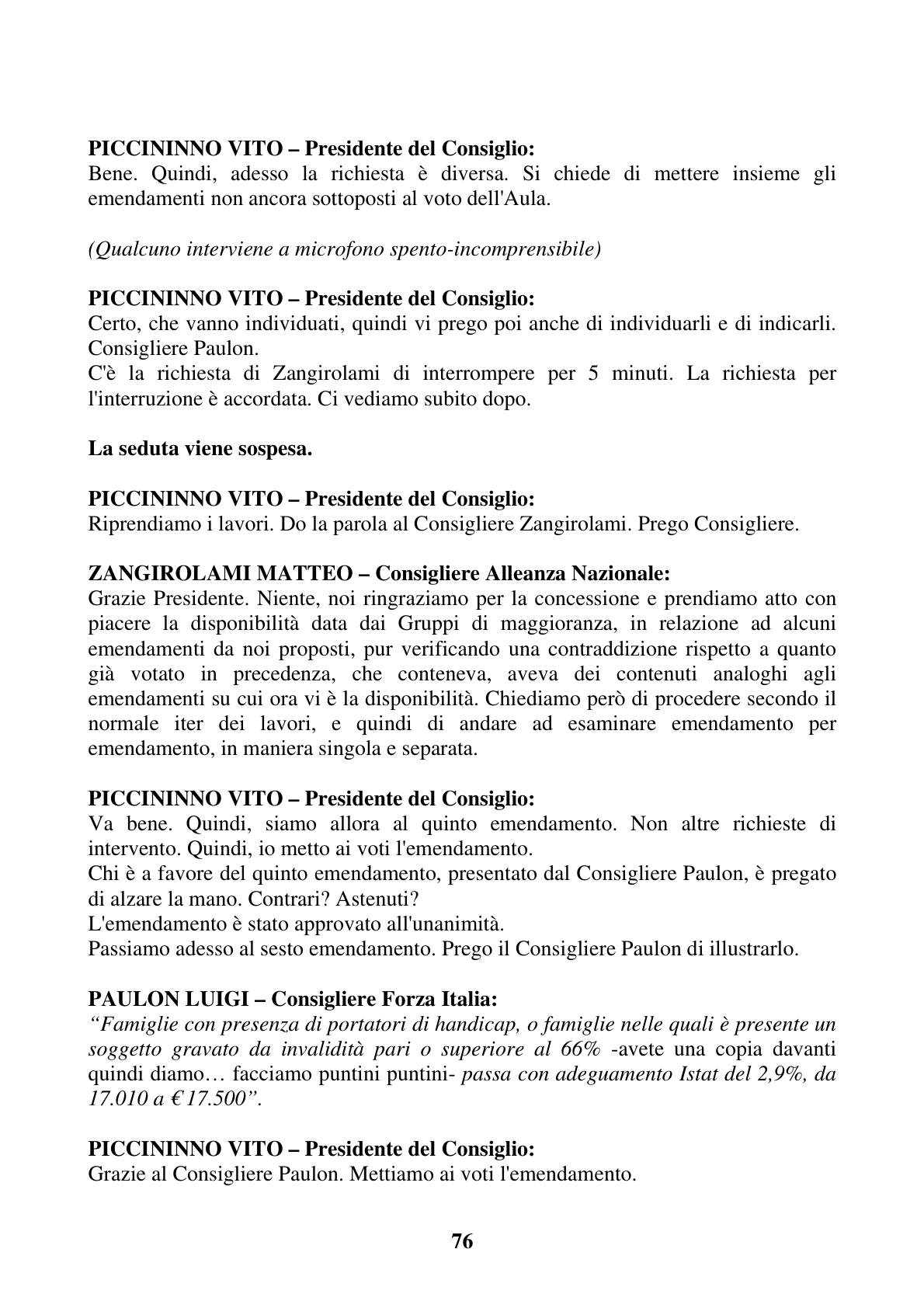 Pagina 76 del verbale