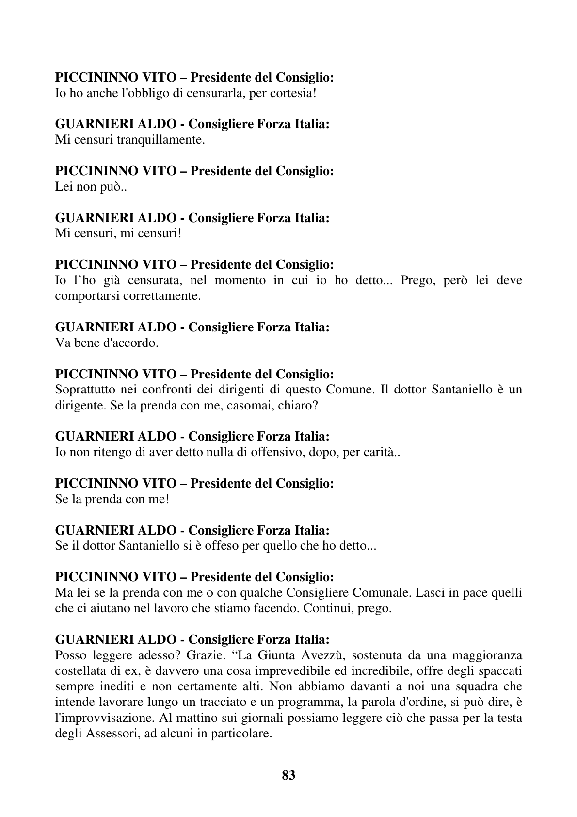 Pagina 83 del verbale