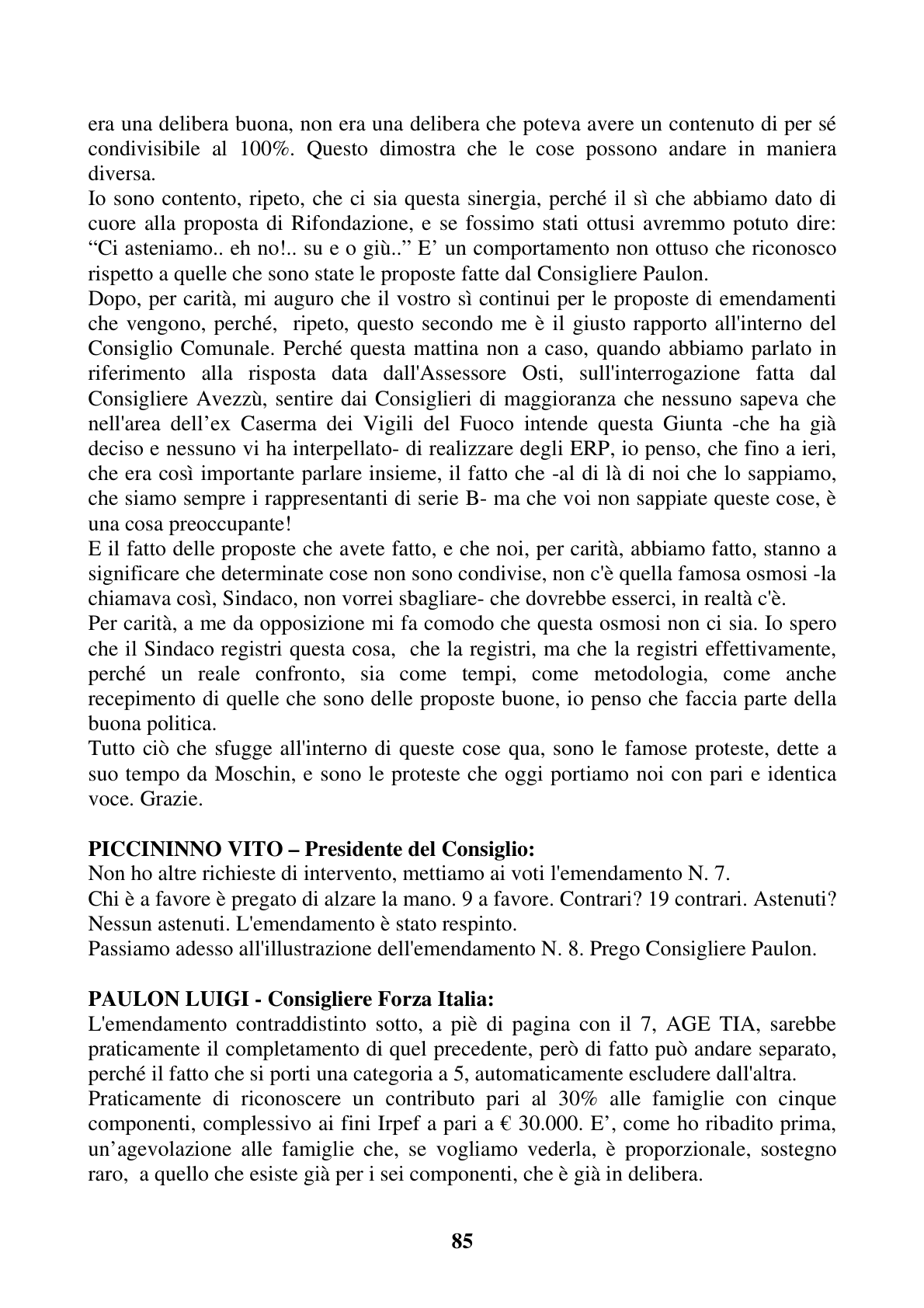 Pagina 85 del verbale