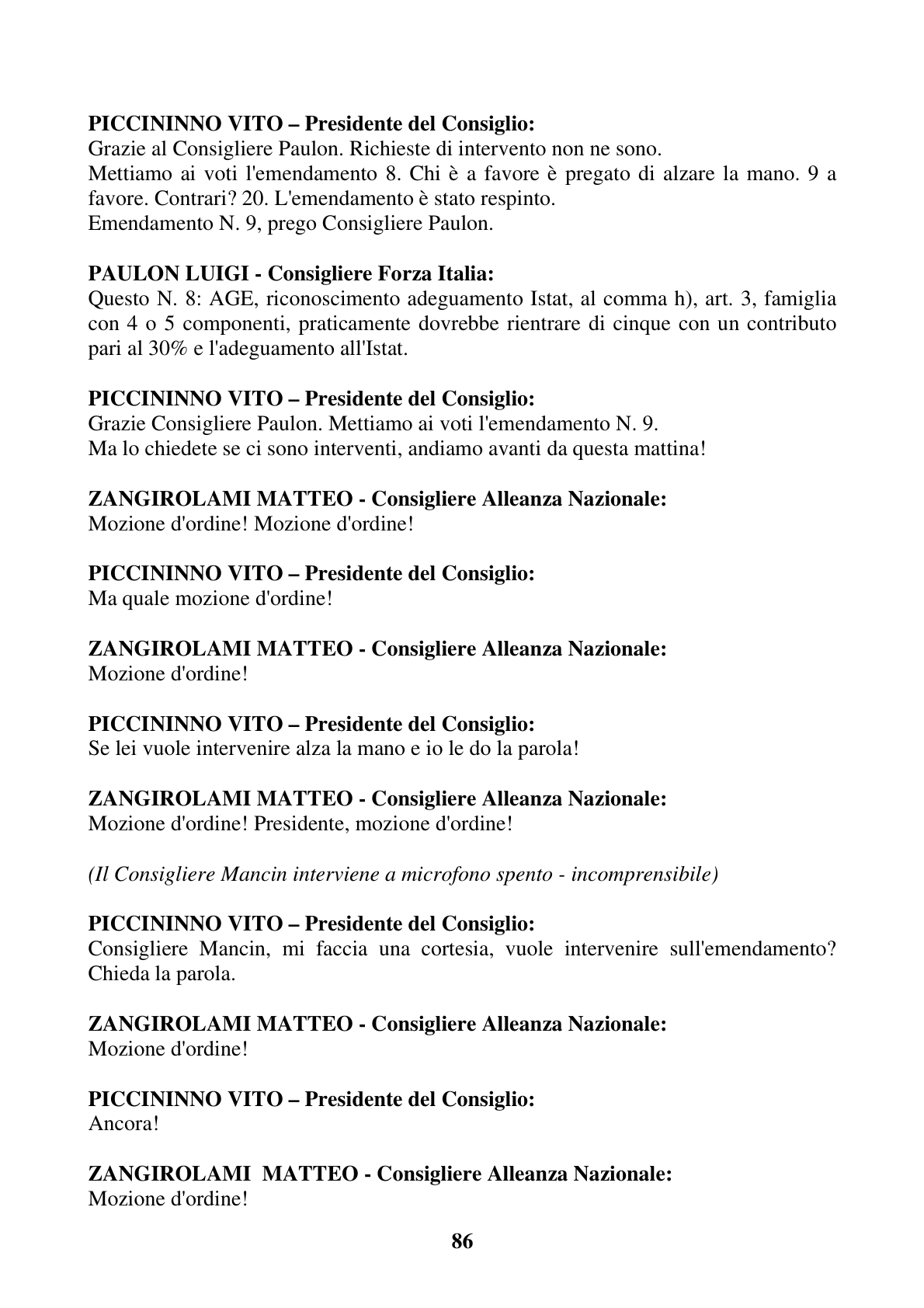 Pagina 86 del verbale
