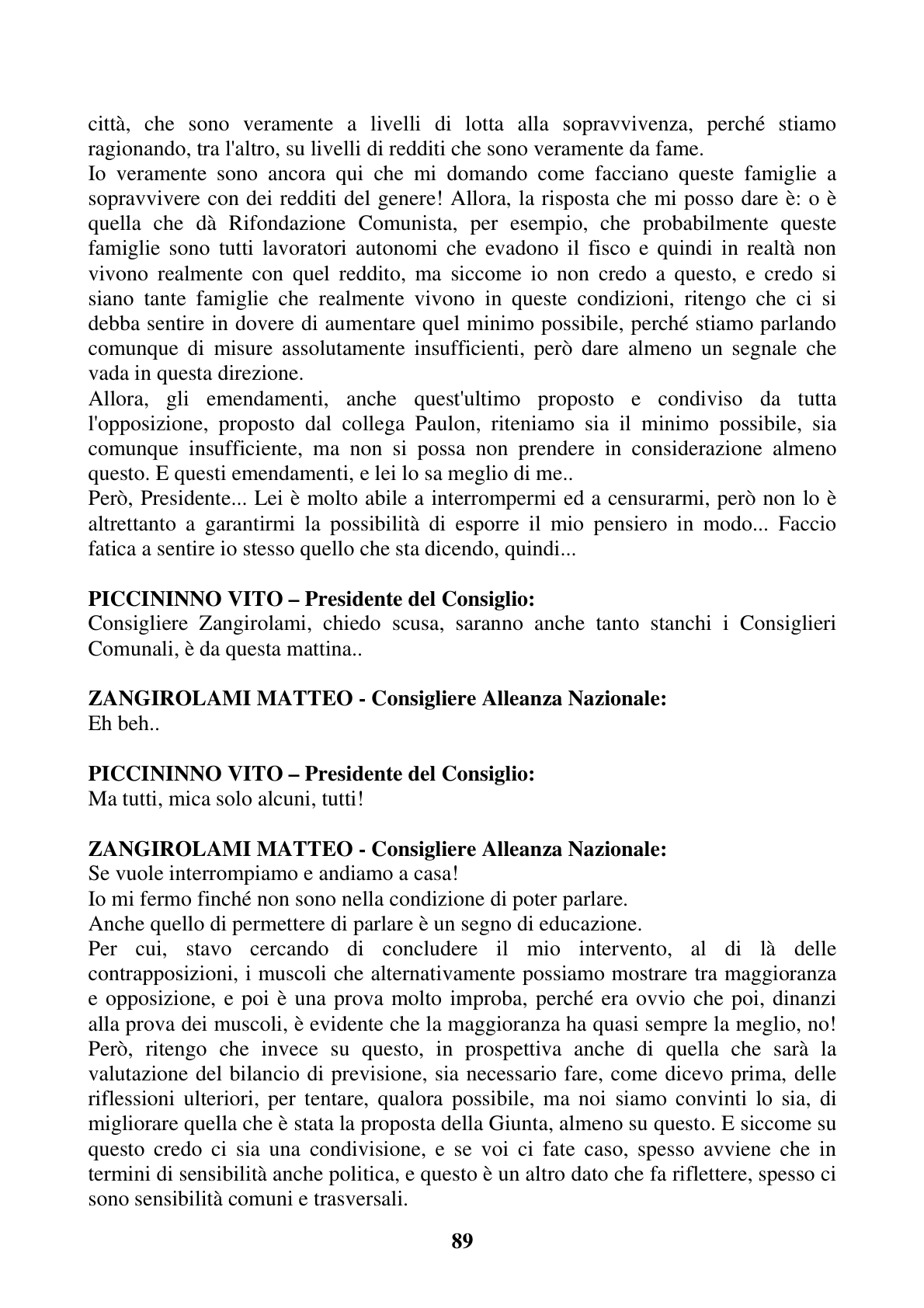 Pagina 89 del verbale