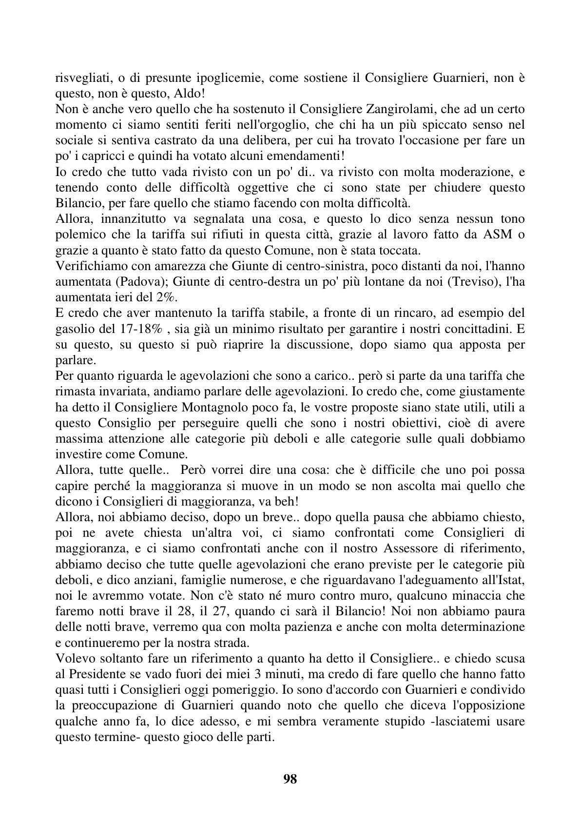 Pagina 98 del verbale