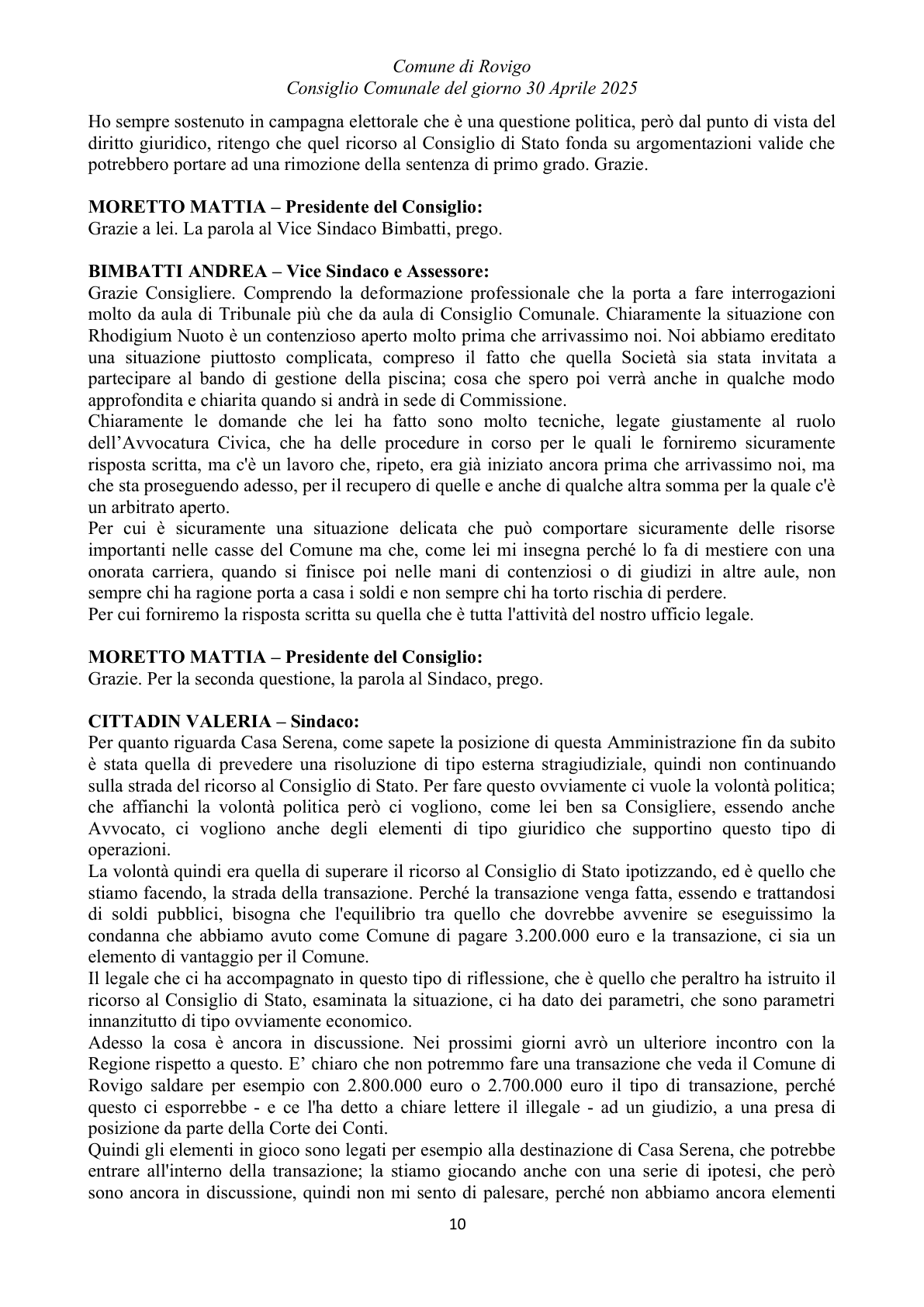 Pagina 10 del verbale