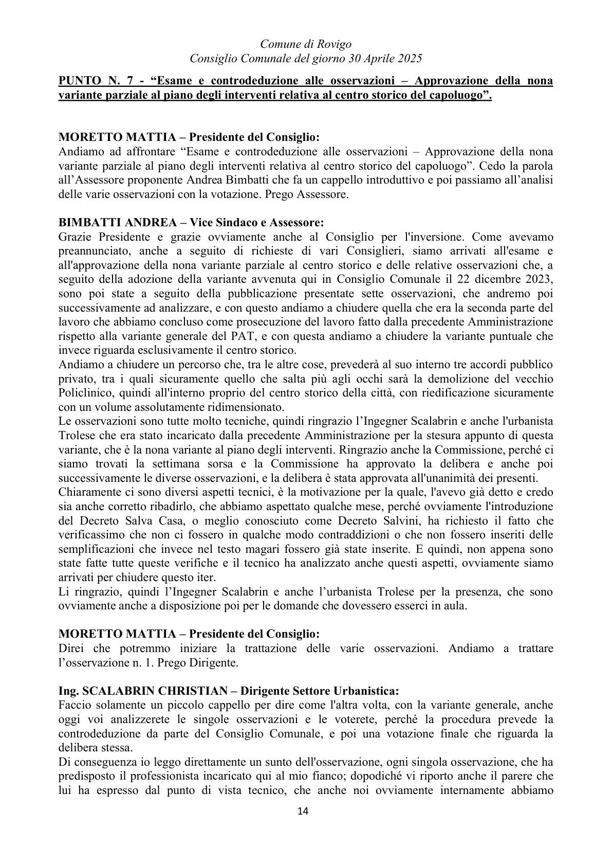 Pagina 14 del verbale