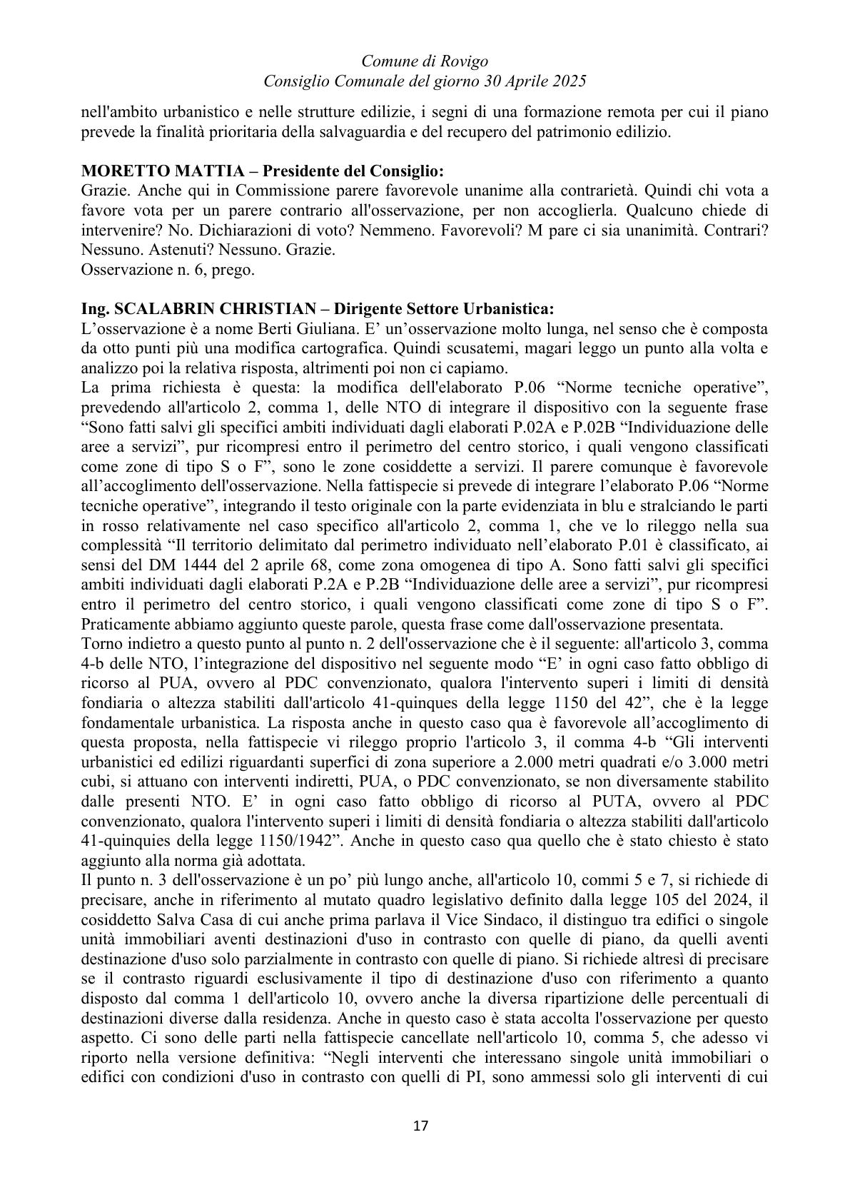 Pagina 17 del verbale