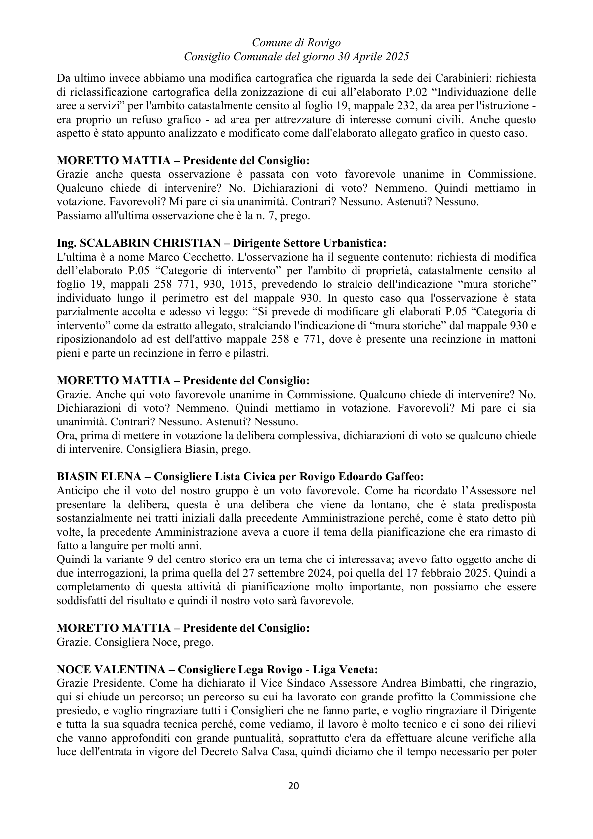 Pagina 20 del verbale