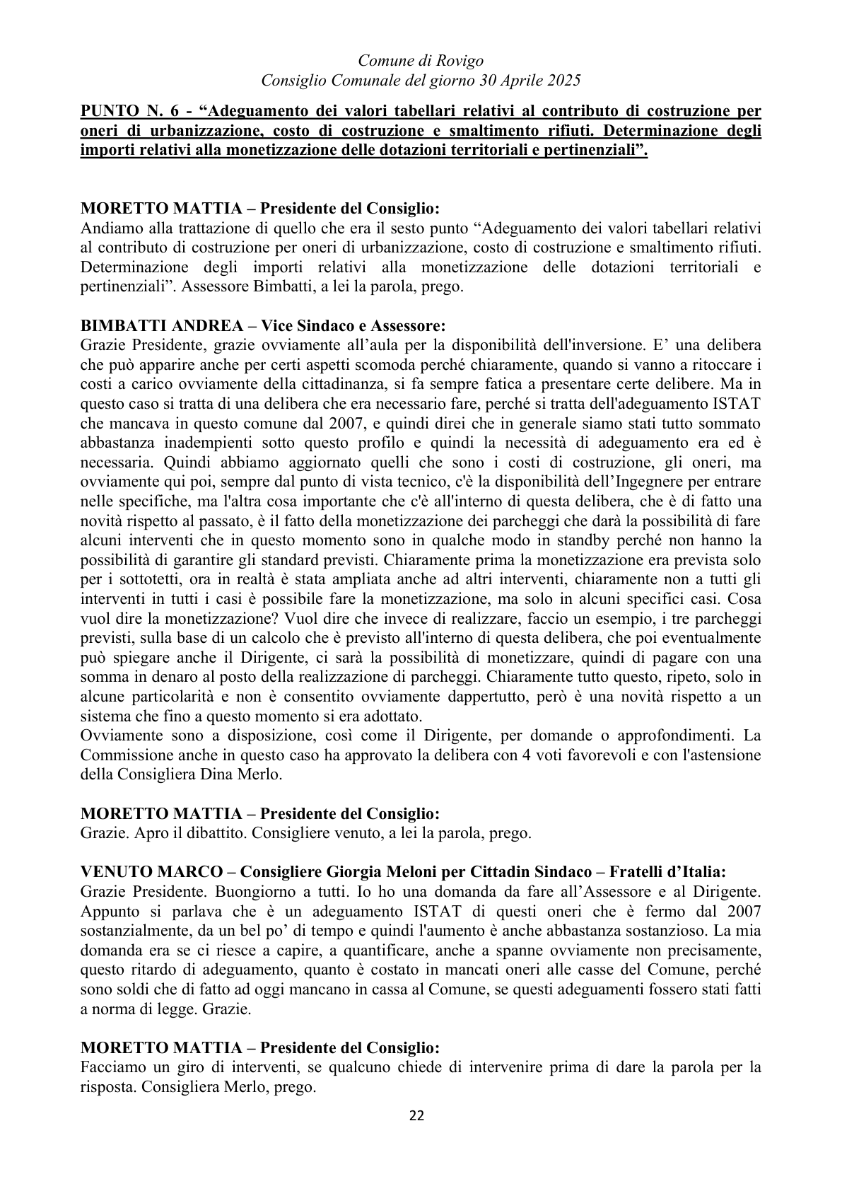 Pagina 22 del verbale