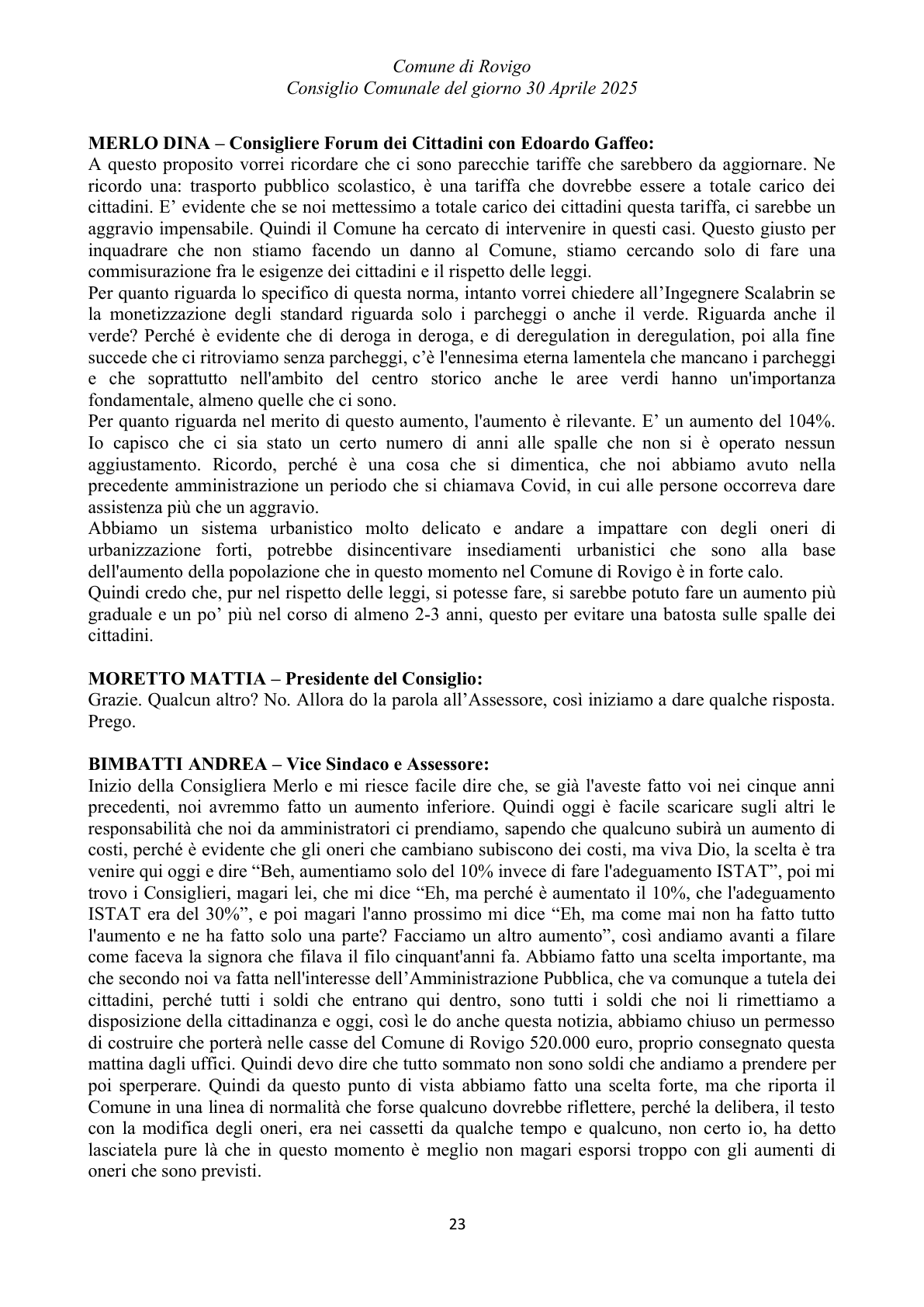 Pagina 23 del verbale