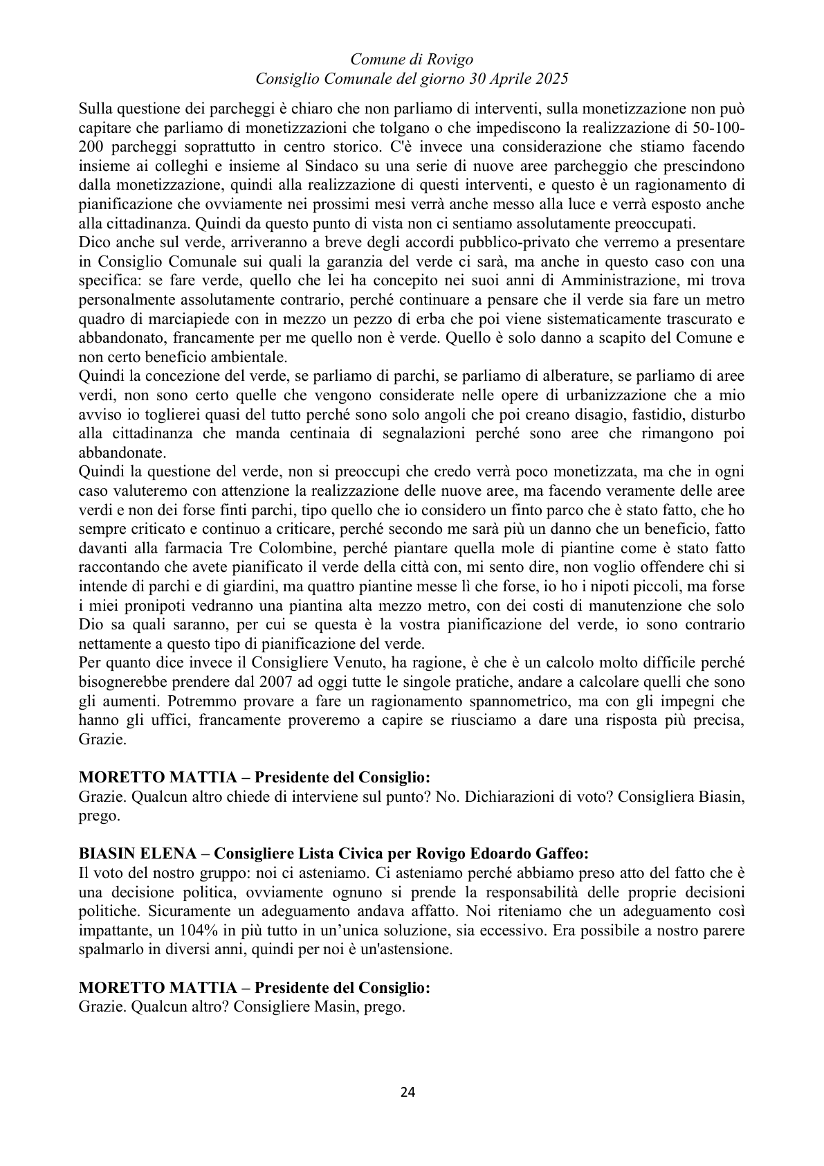 Pagina 24 del verbale
