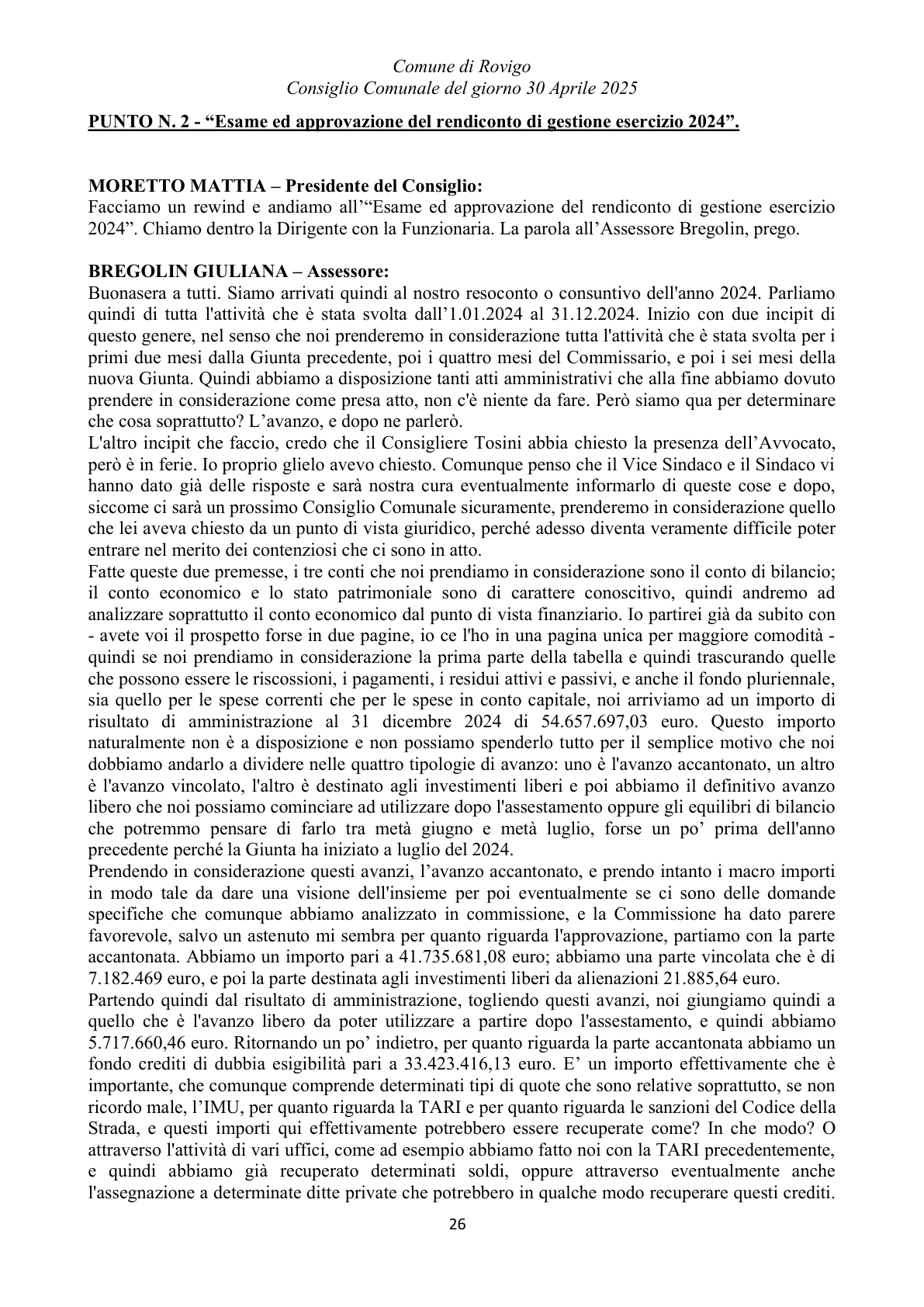 Pagina 26 del verbale
