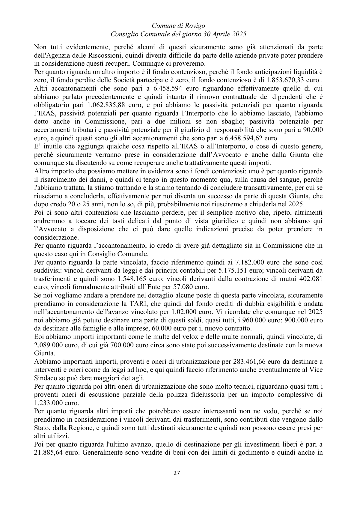 Pagina 27 del verbale