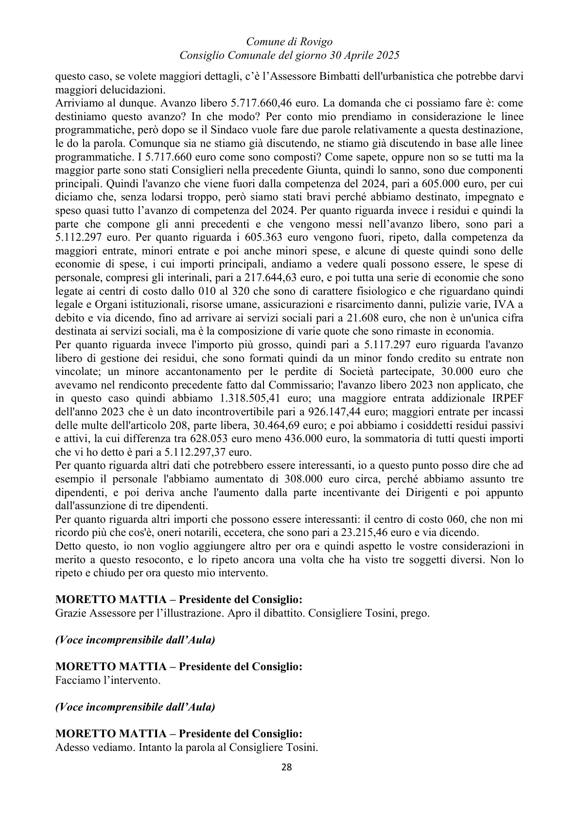 Pagina 28 del verbale