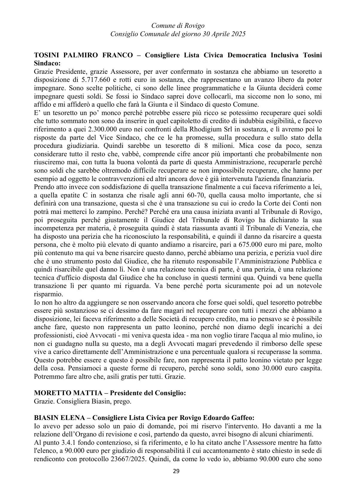 Pagina 29 del verbale